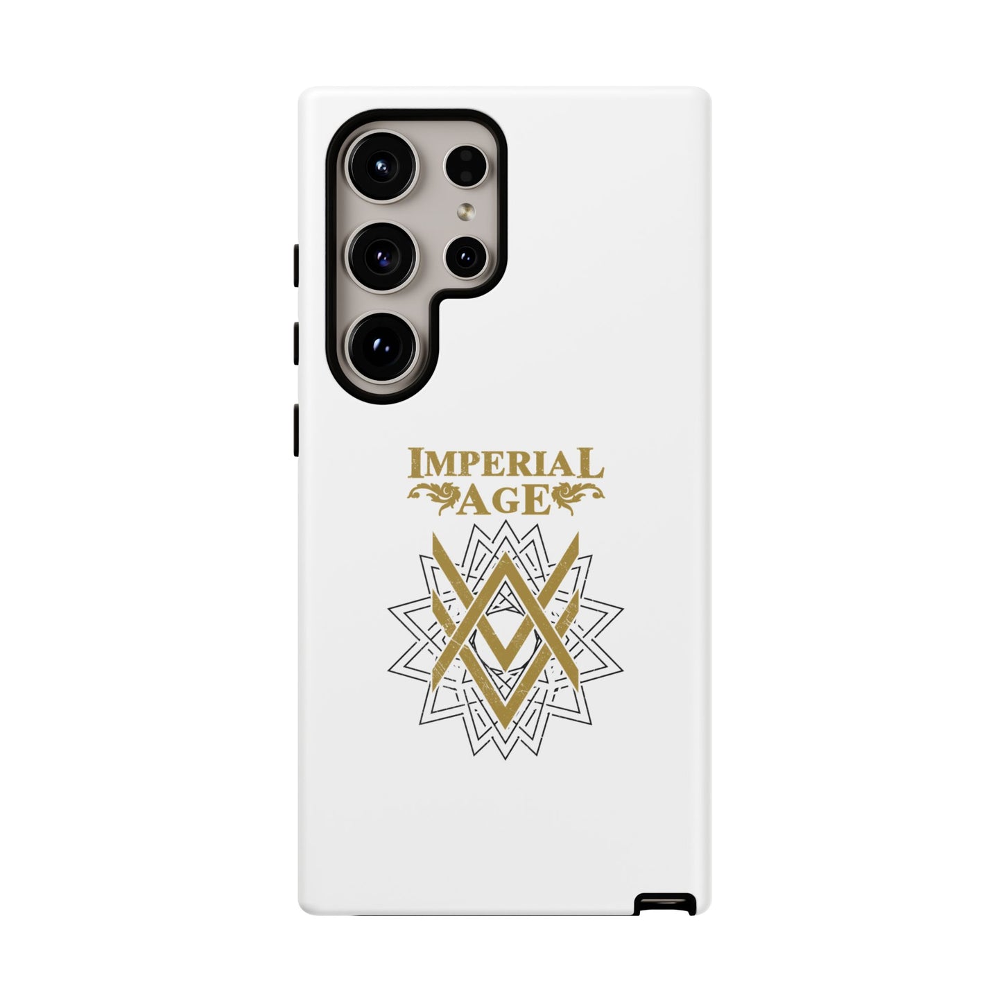 SUMMER COLLECTION - Tough Samsung Galaxy Case White (Gold-Black Print)