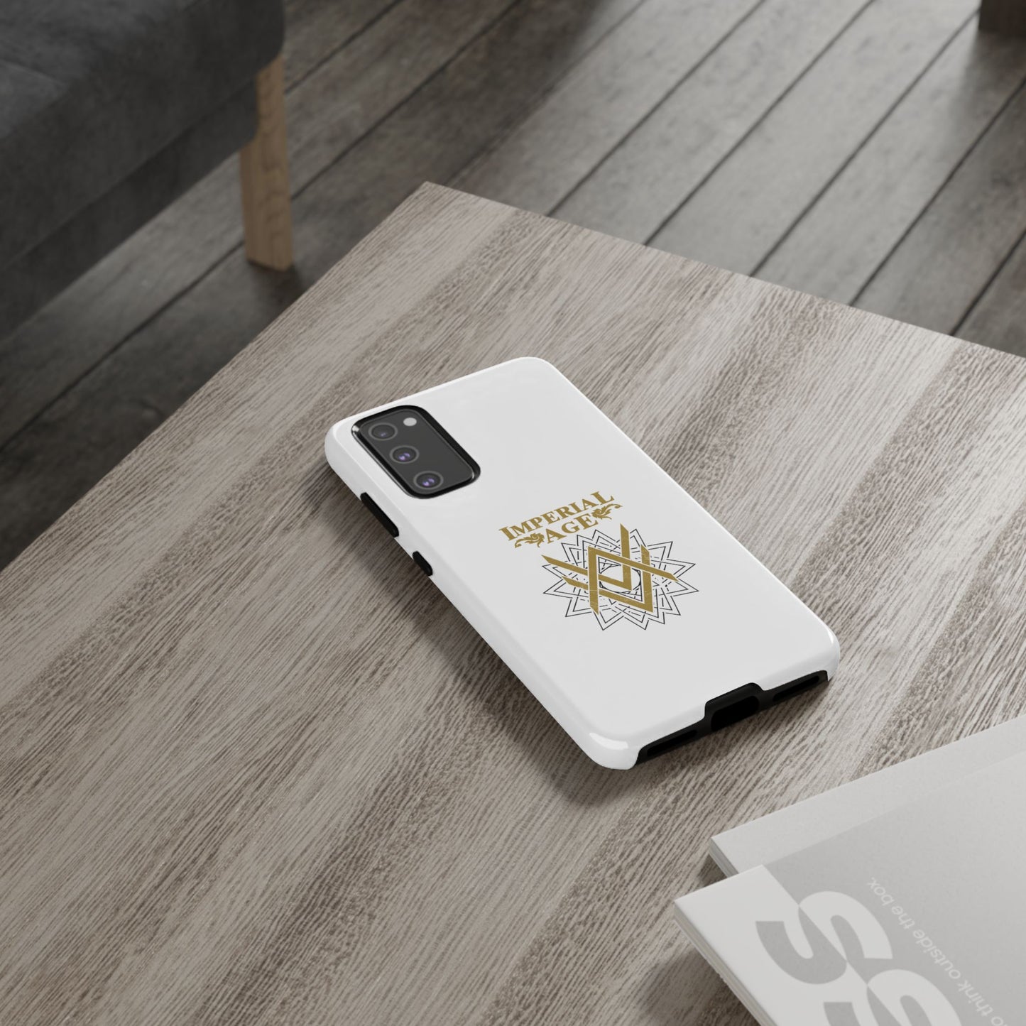 SUMMER COLLECTION - Tough Samsung Galaxy Case White (Gold-Black Print)