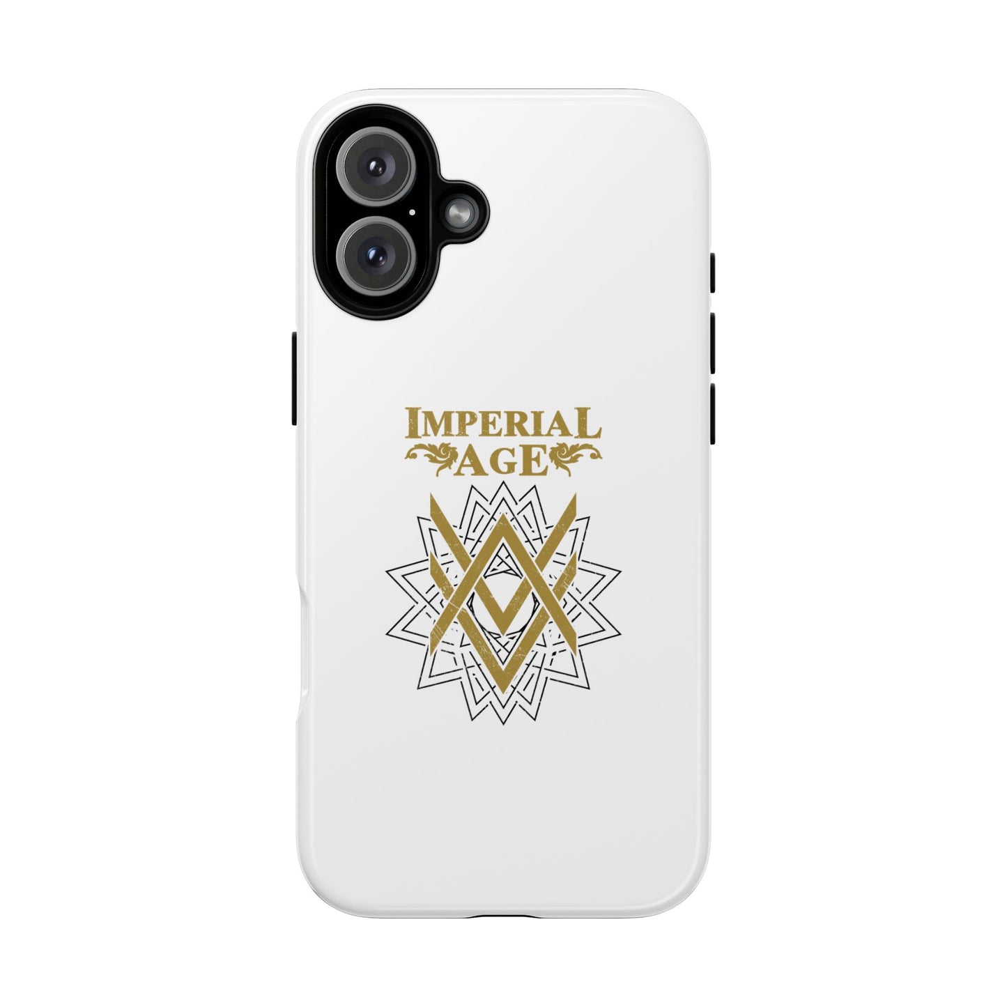 SUMMER COLLECTION - Tough iPhone Case White (Gold-Black Print)