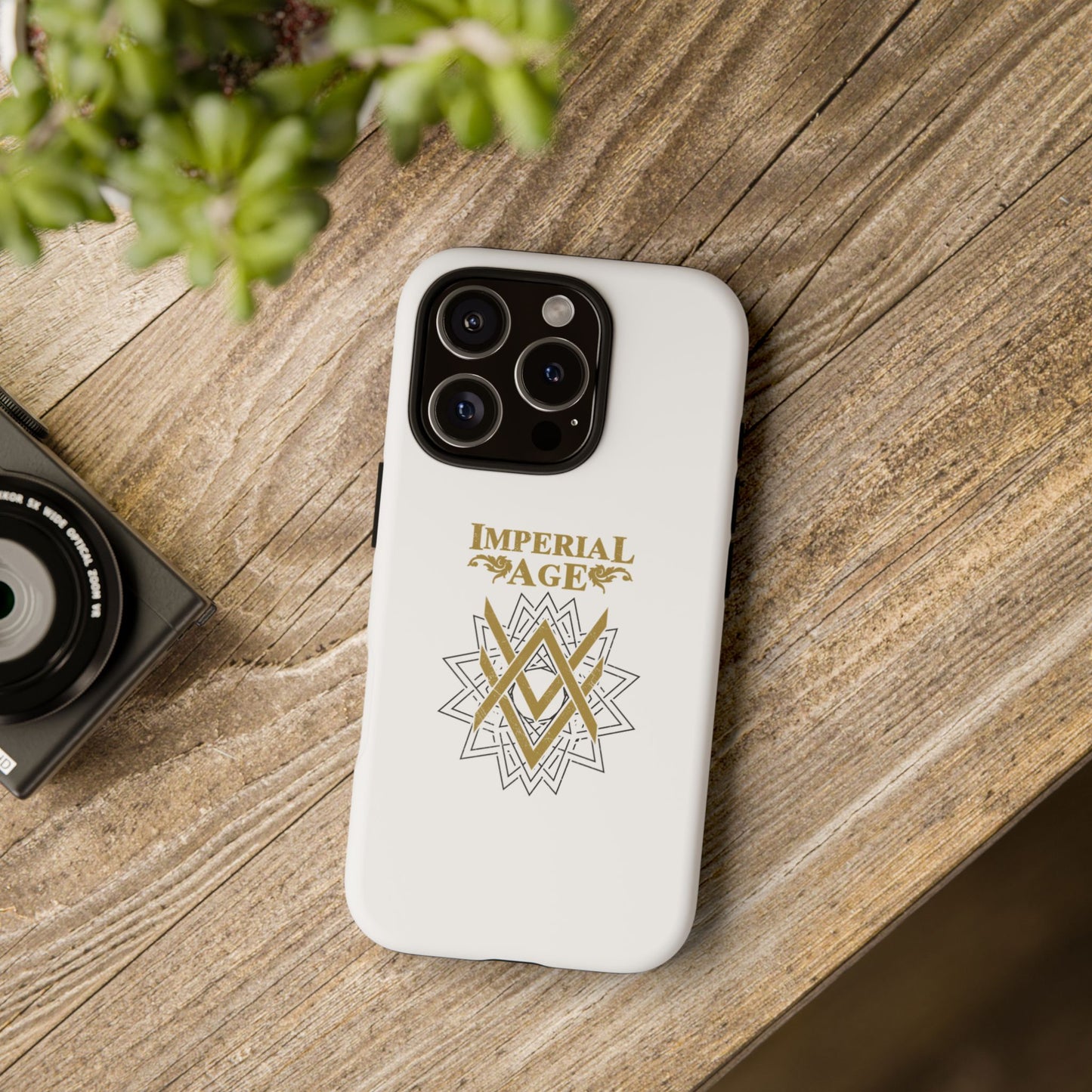 SUMMER COLLECTION - Tough iPhone Case White (Gold-Black Print)