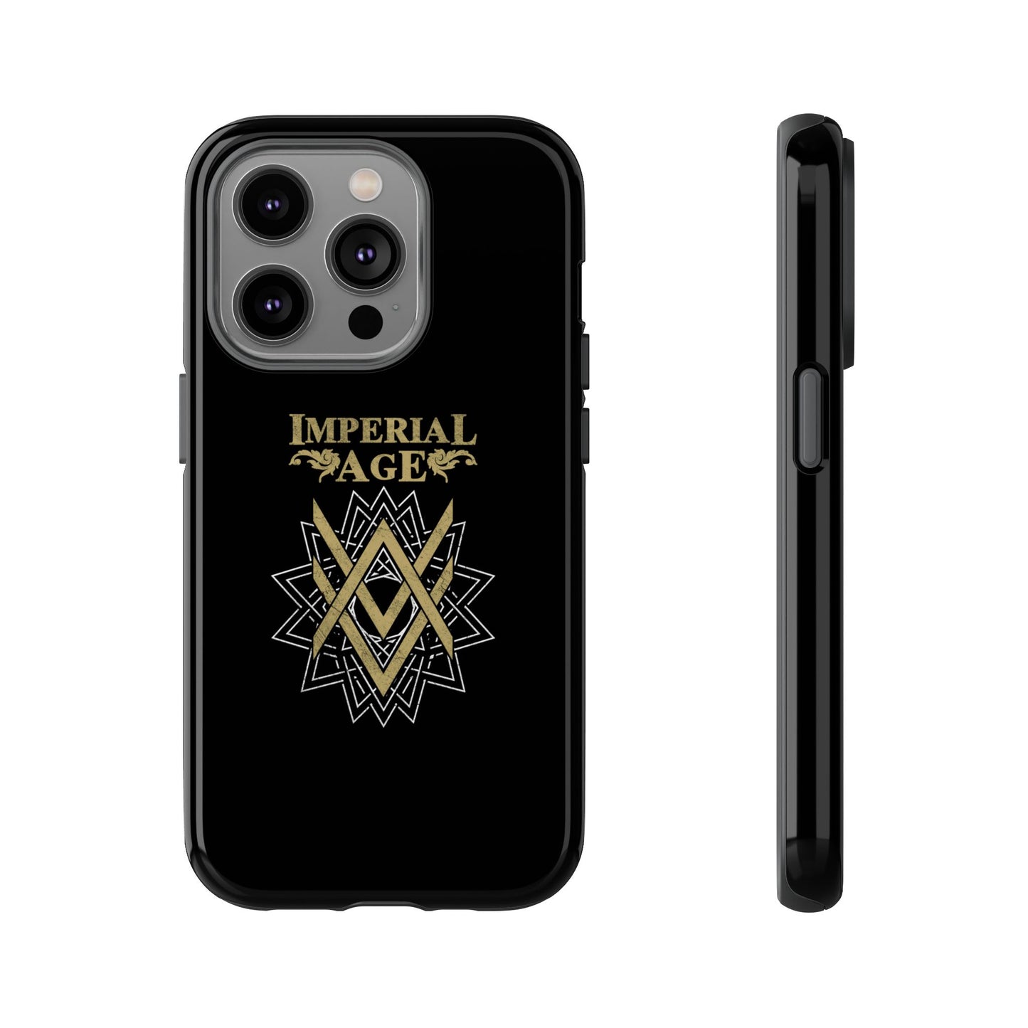 SUMMER COLLECTION - Tough iPhone Case Black (Gold-White Print)