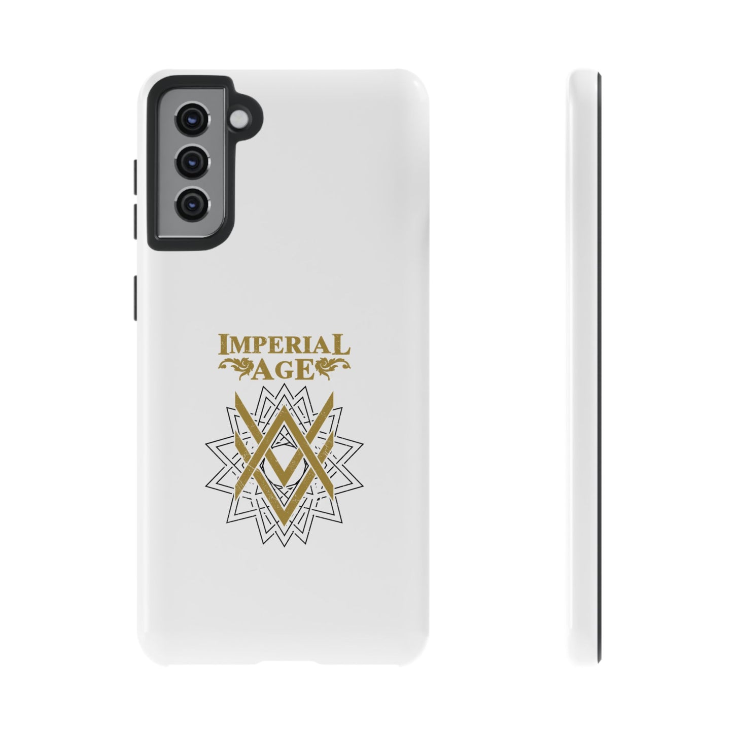 SUMMER COLLECTION - Tough Samsung Galaxy Case White (Gold-Black Print)