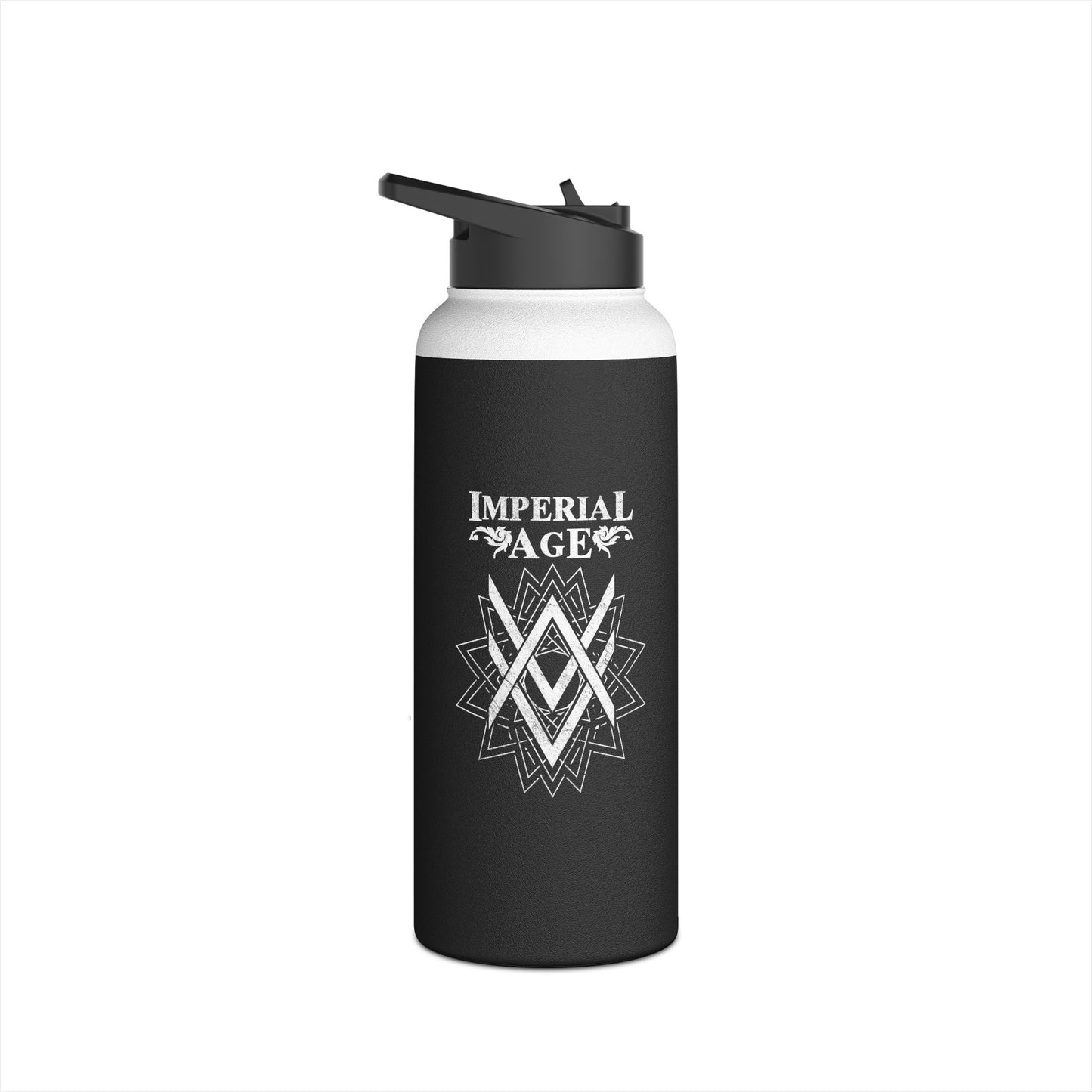 SUMMER COLLECTION - Steel Water Bottle Black (White Print)