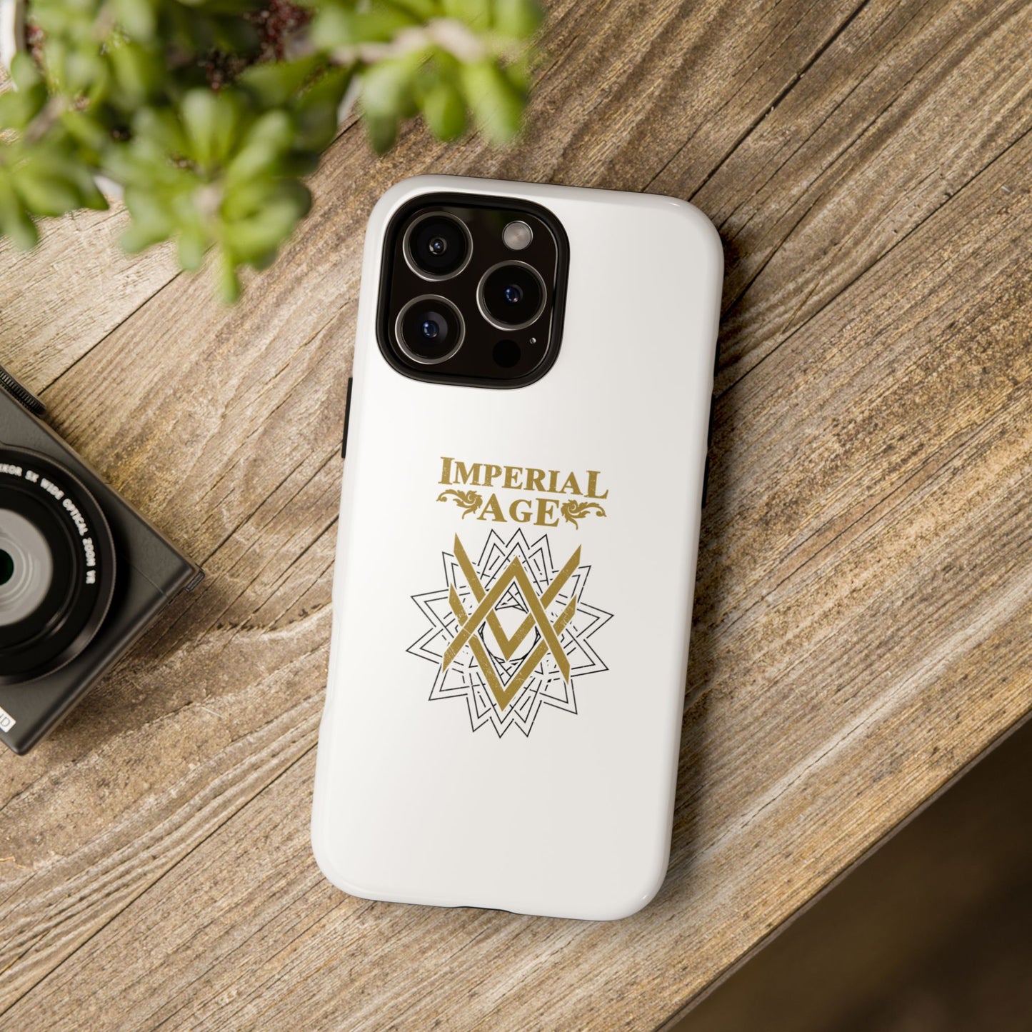 SUMMER COLLECTION - Tough iPhone Case White (Gold-Black Print)