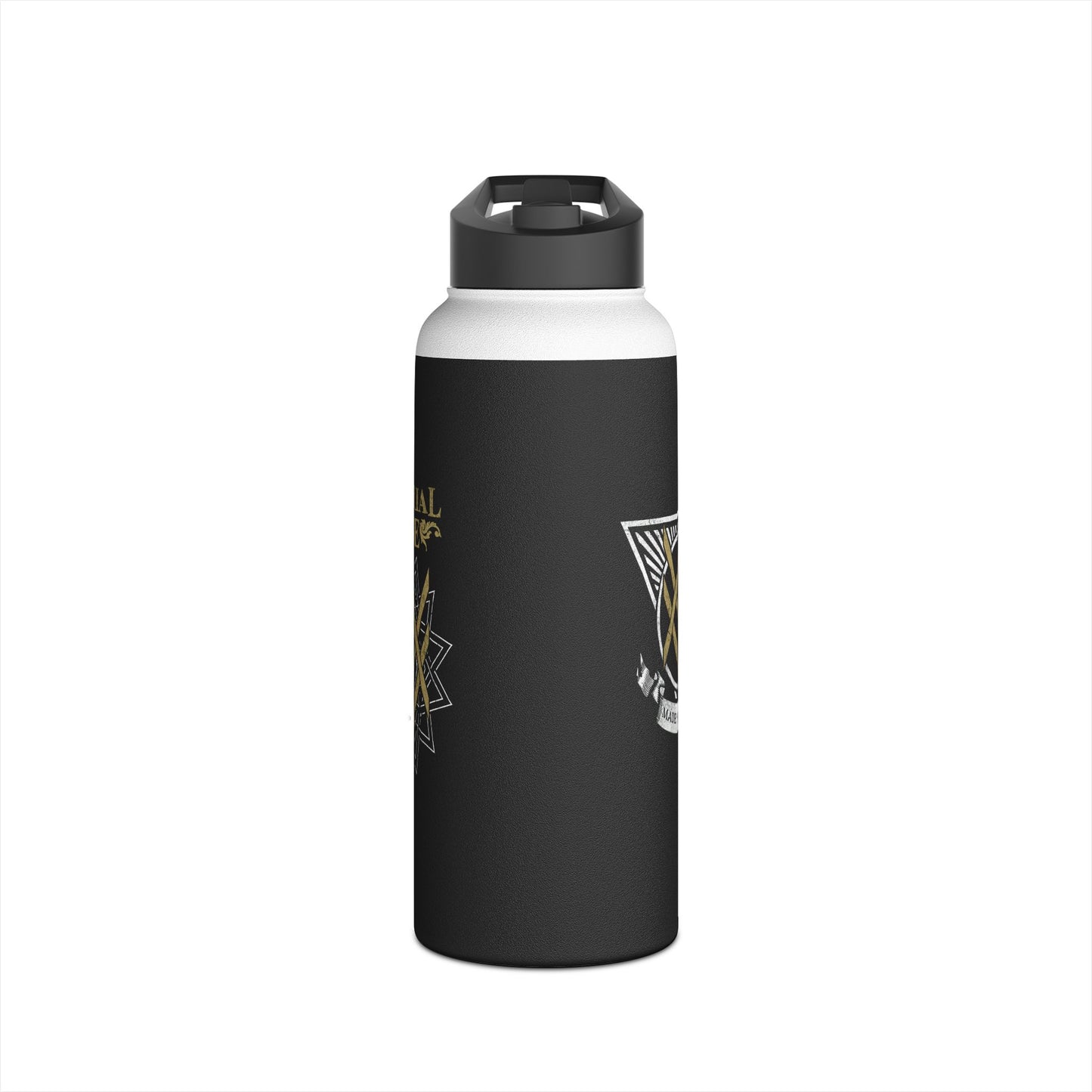 SUMMER COLLECTION - Steel Water Bottle Black (Gold-White Print)