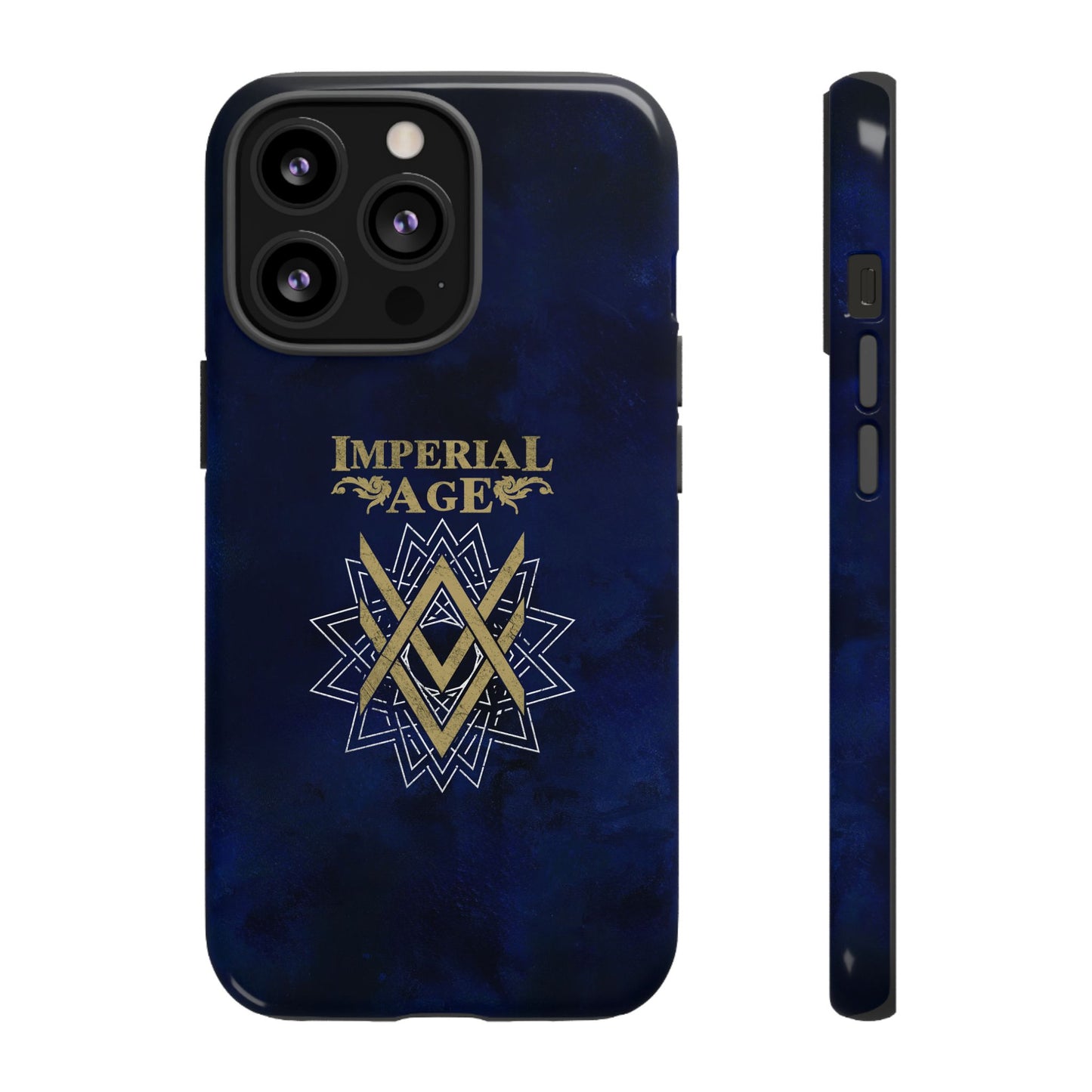 SUMMER COLLECTION - Tough iPhone Case Navy (Gold-White Print)