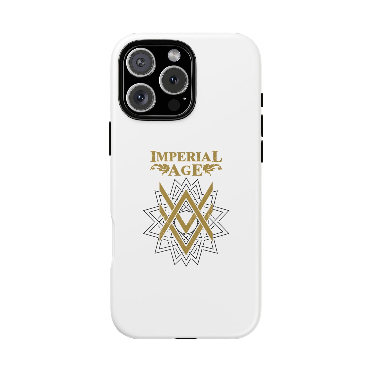 SUMMER COLLECTION - Tough iPhone Case White (Gold-Black Print)