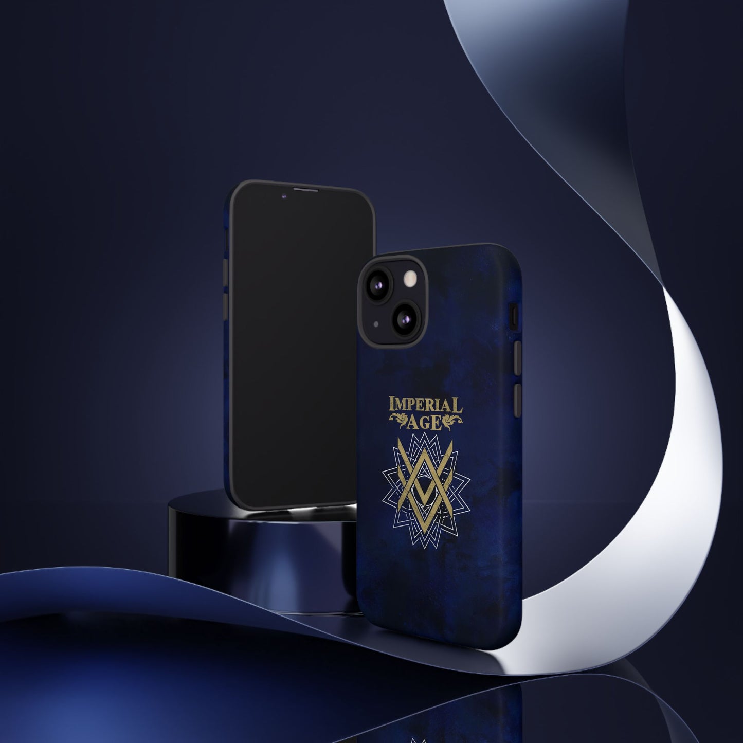 SUMMER COLLECTION - Tough iPhone Case Navy (Gold-White Print)