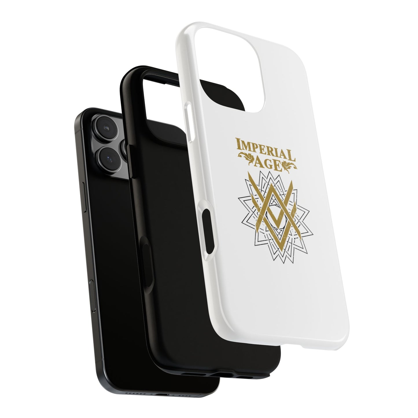 SUMMER COLLECTION - Tough iPhone Case White (Gold-Black Print)