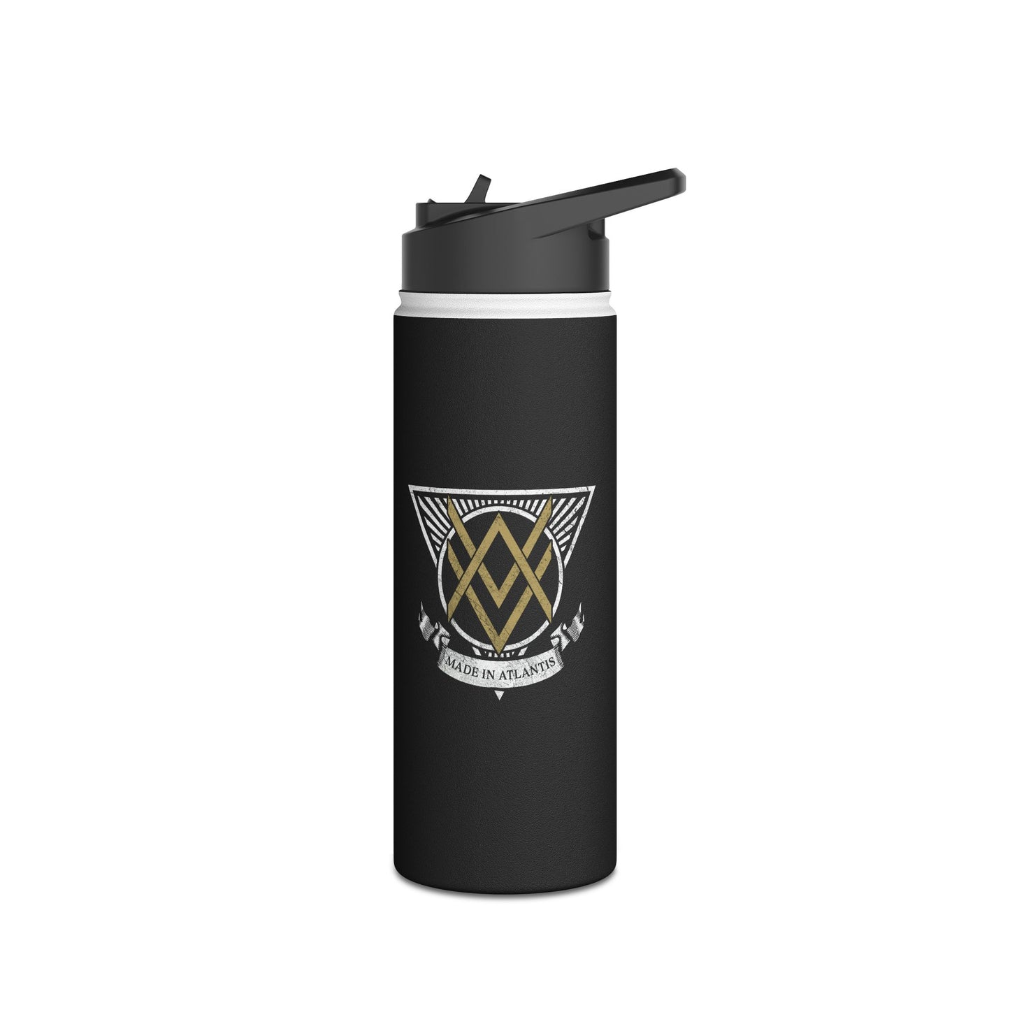 SUMMER COLLECTION - Steel Water Bottle Black (Gold-White Print)