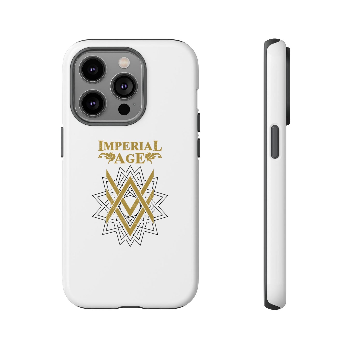 SUMMER COLLECTION - Tough iPhone Case White (Gold-Black Print)