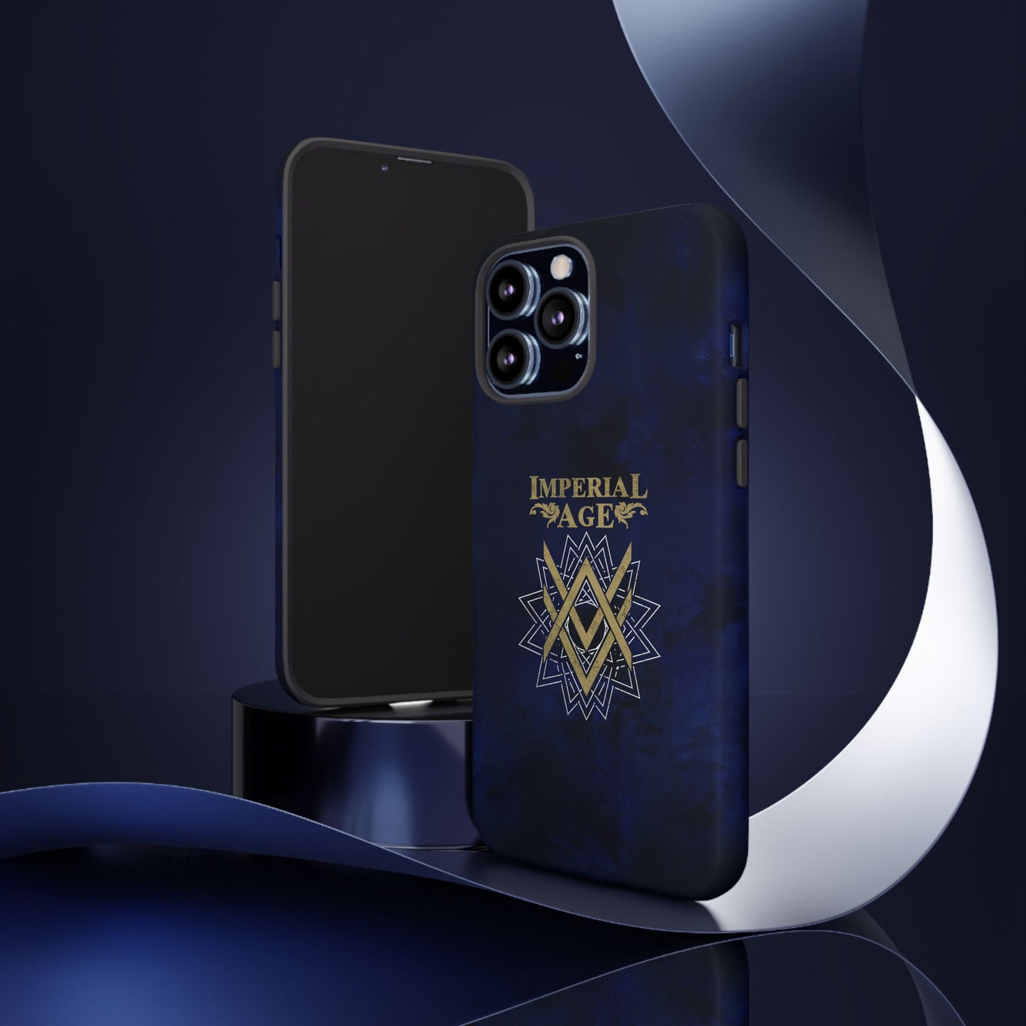 SUMMER COLLECTION - Tough iPhone Case Navy (Gold-White Print)