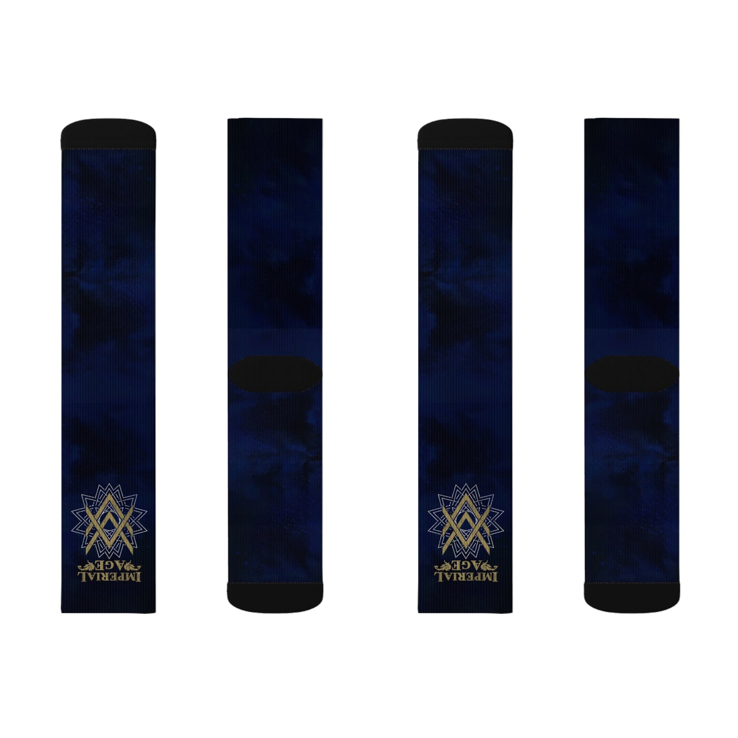 SUMMER COLLECTION - Navy Socks (Gold-White Print)