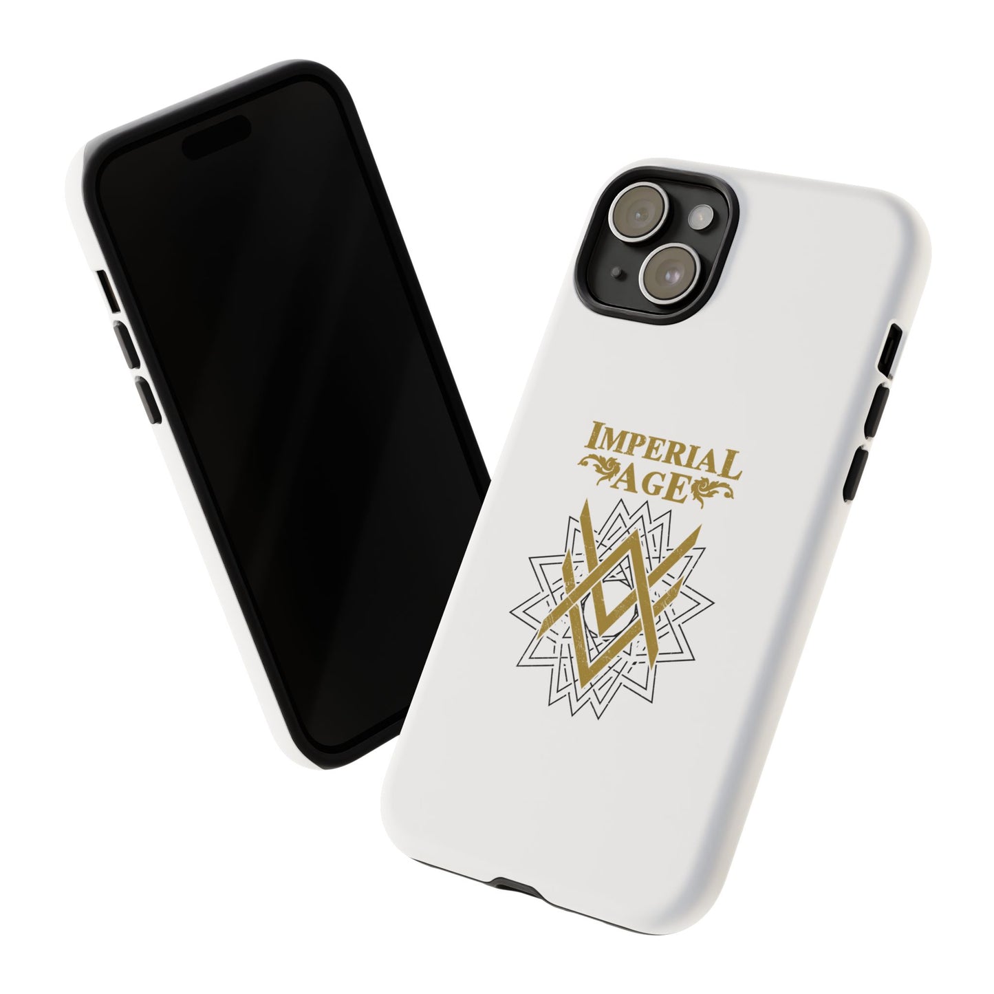 SUMMER COLLECTION - Tough iPhone Case White (Gold-Black Print)