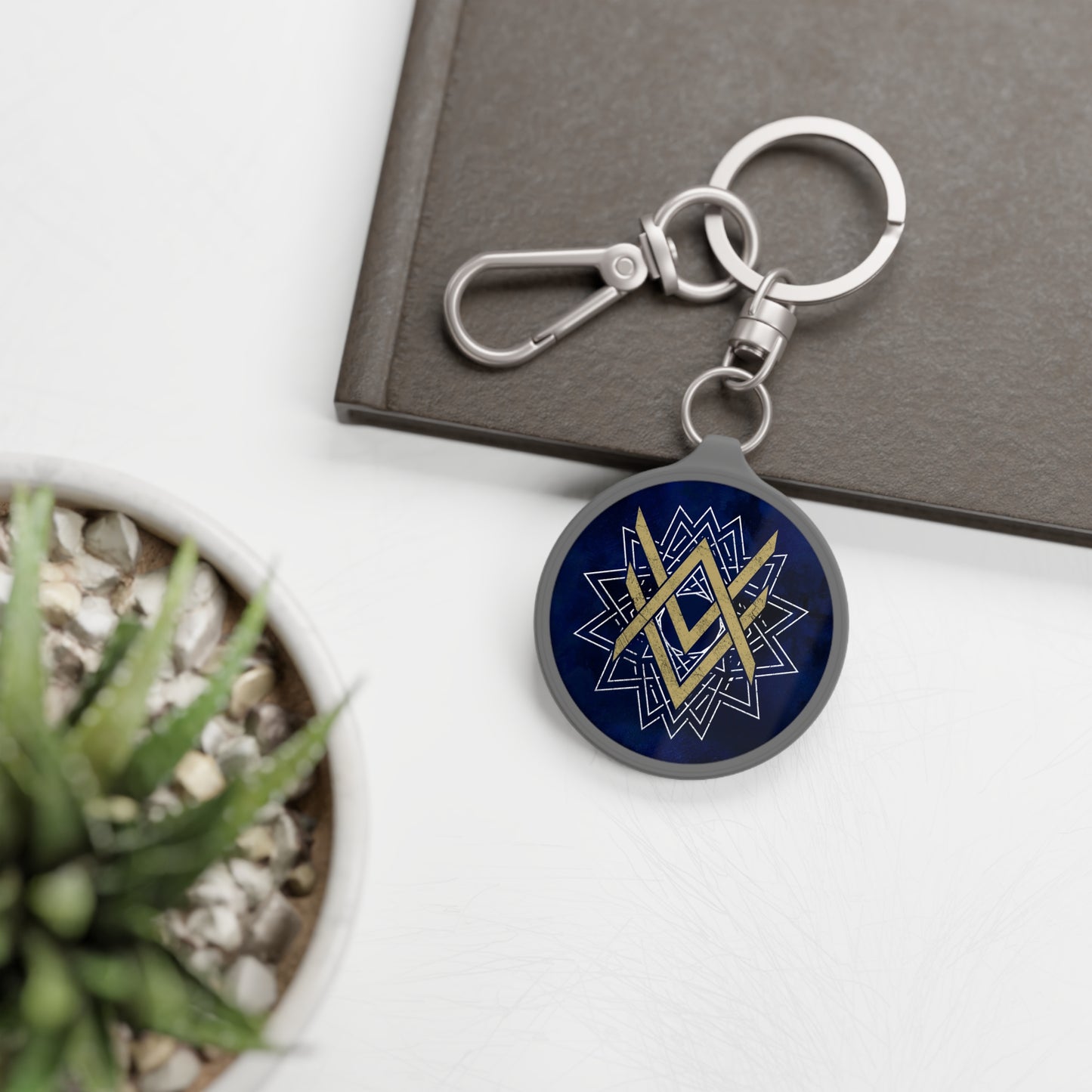 SUMMER COLLECTION - Keyring Tag Navy (Gold-White Print)