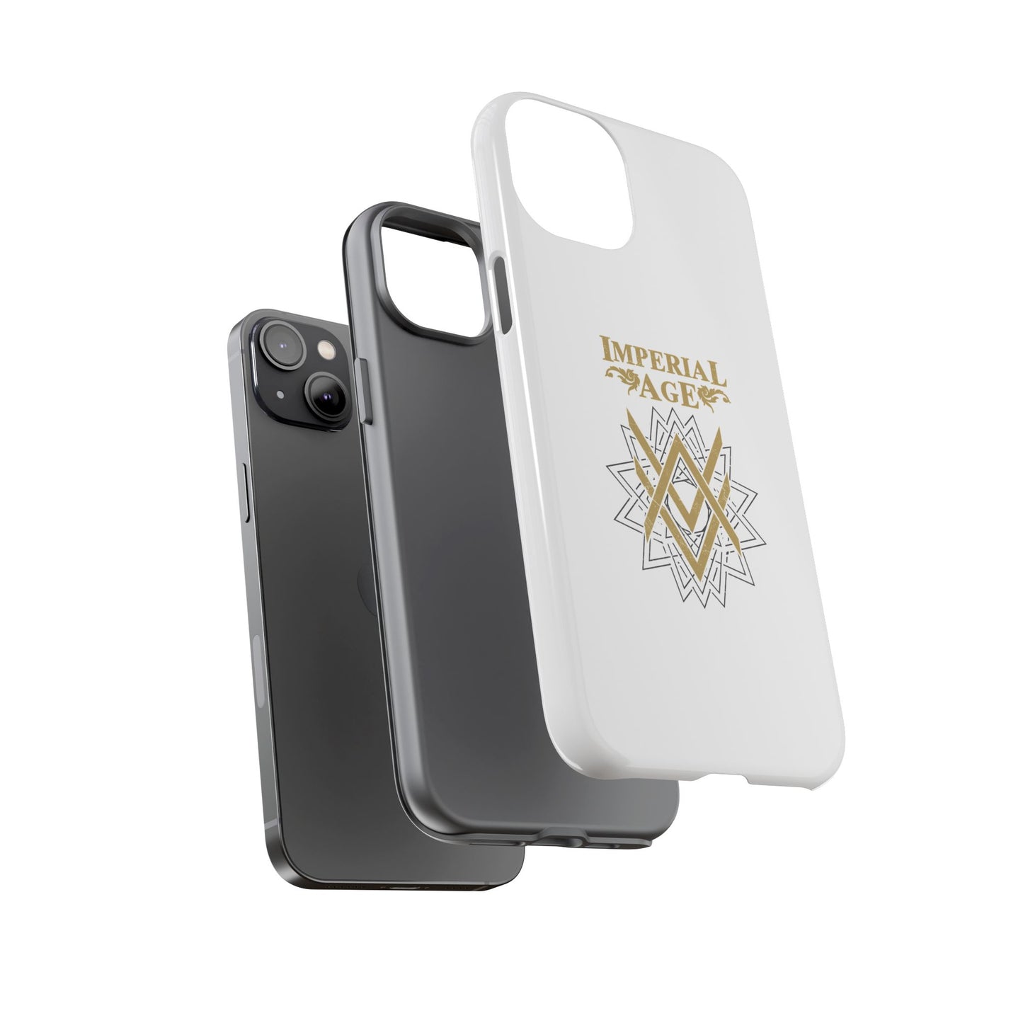 SUMMER COLLECTION - Tough iPhone Case White (Gold-Black Print)