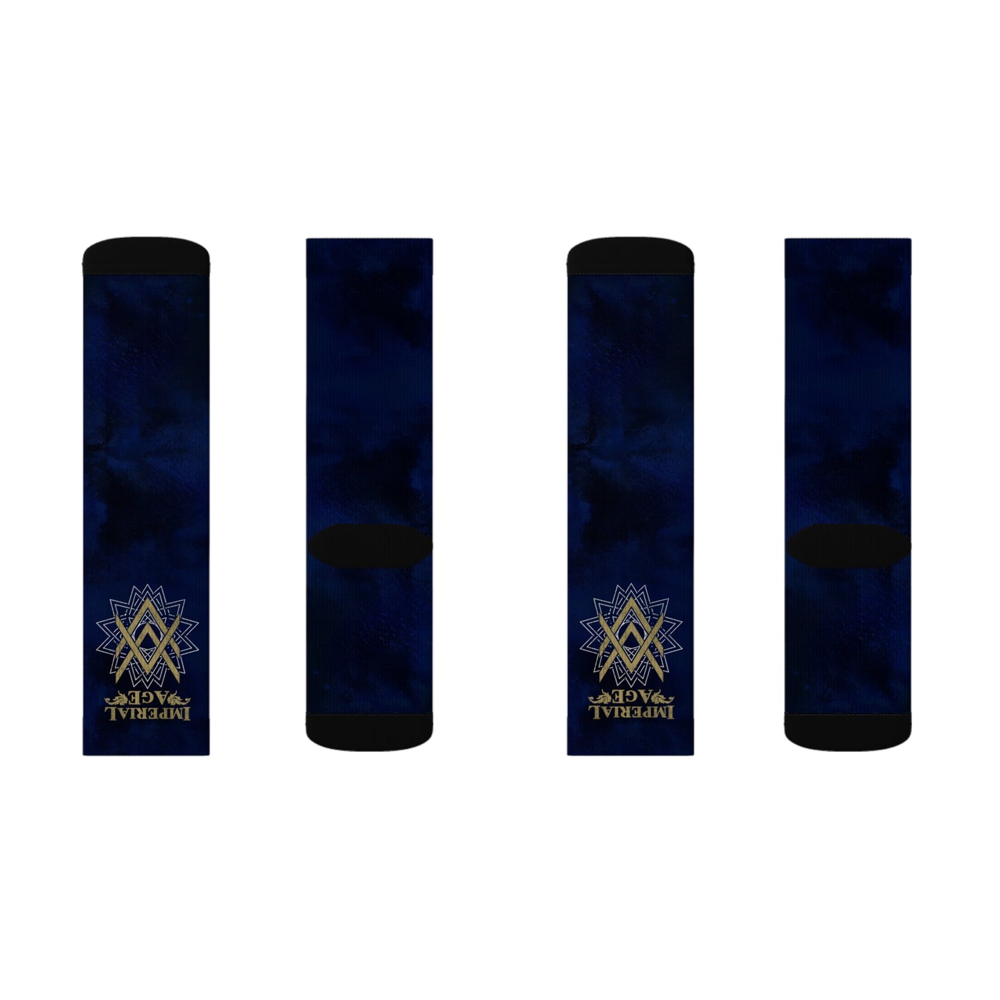 SUMMER COLLECTION - Navy Socks (Gold-White Print)