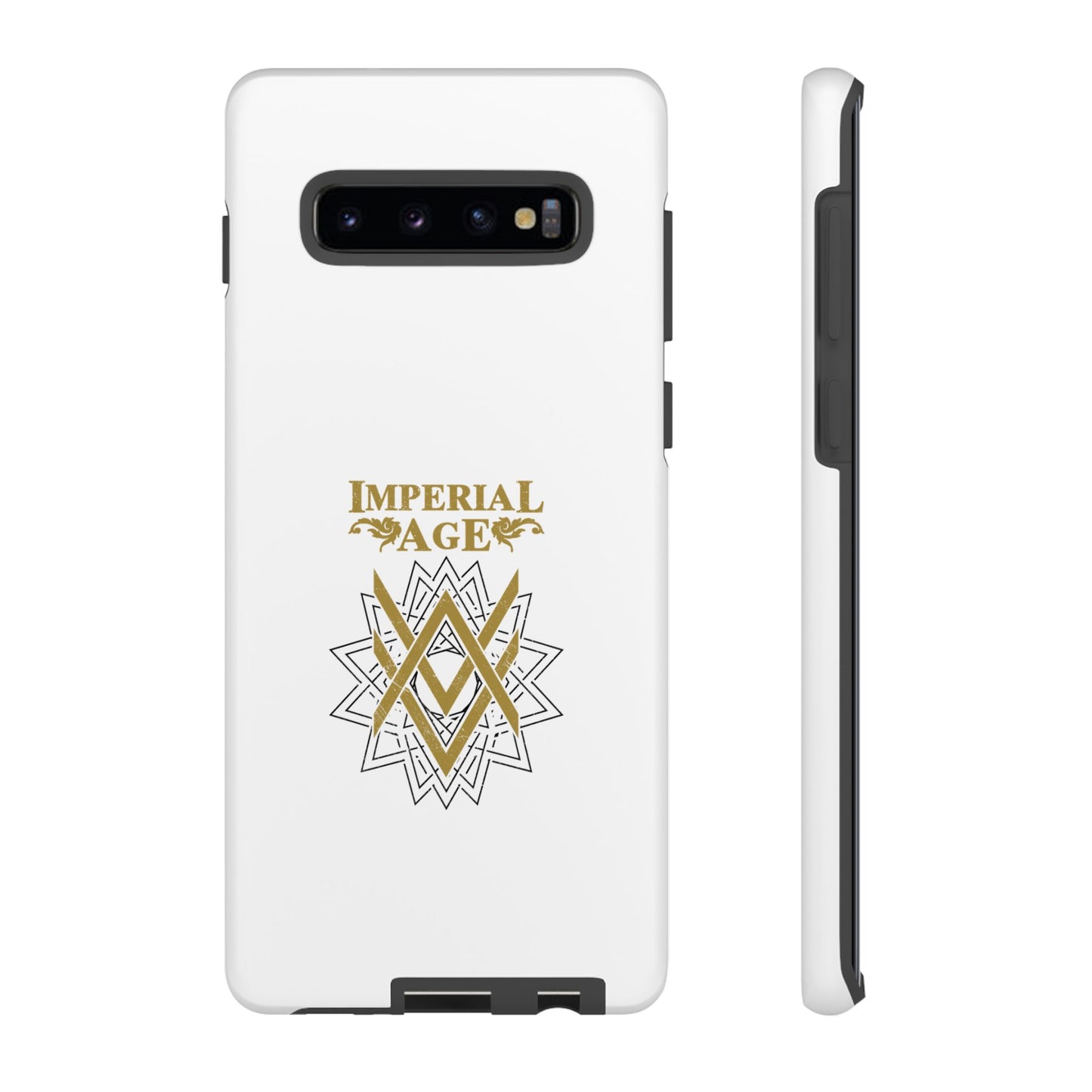 SUMMER COLLECTION - Tough Samsung Galaxy Case White (Gold-Black Print)