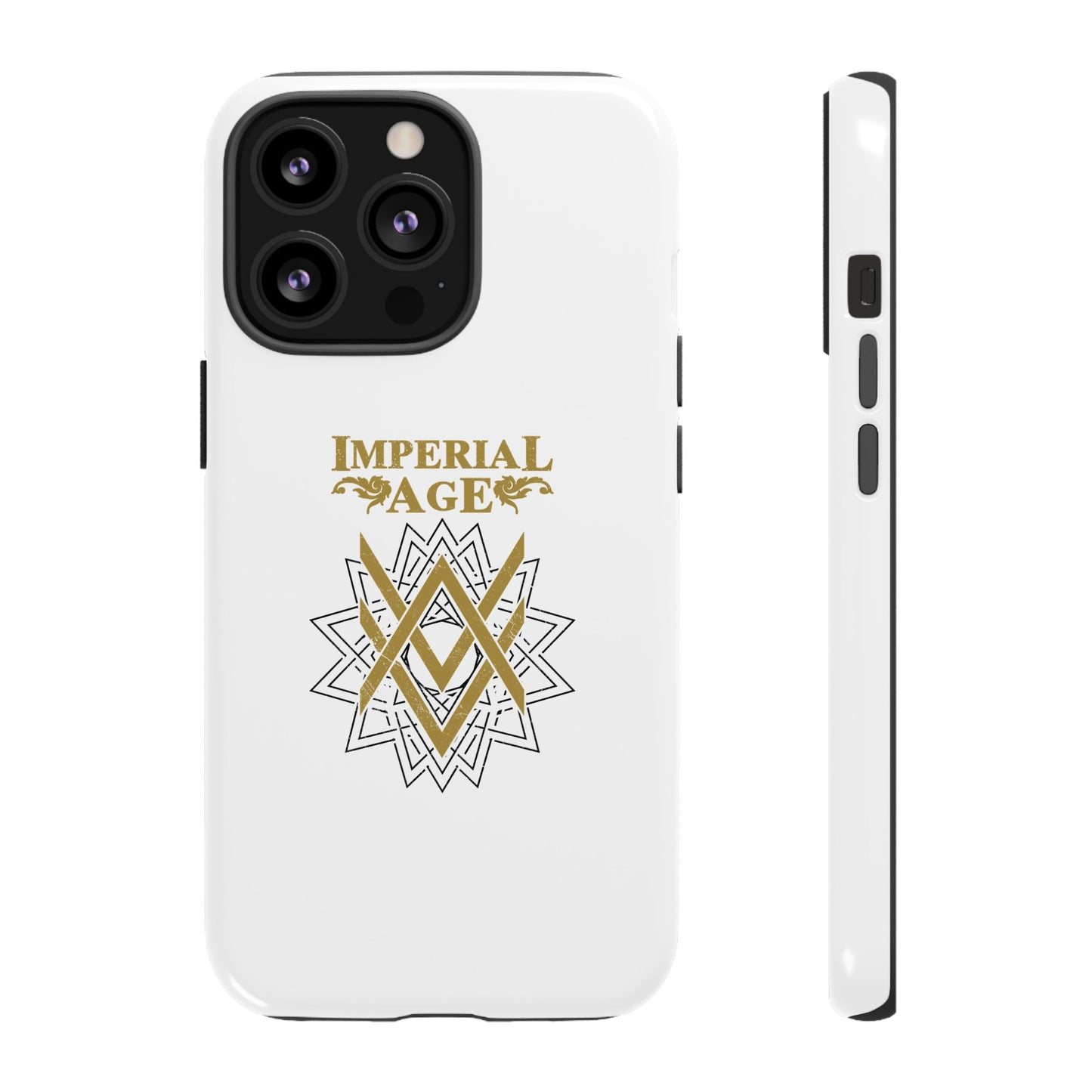 SUMMER COLLECTION - Tough iPhone Case White (Gold-Black Print)