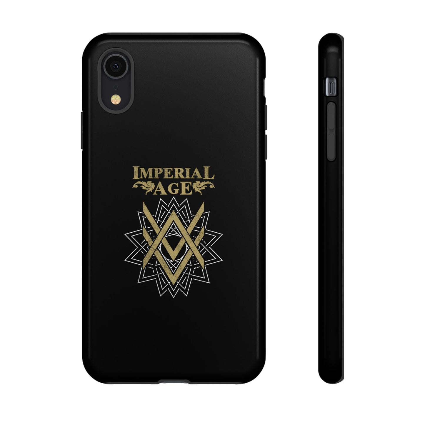 SUMMER COLLECTION - Tough iPhone Case Black (Gold-White Print)