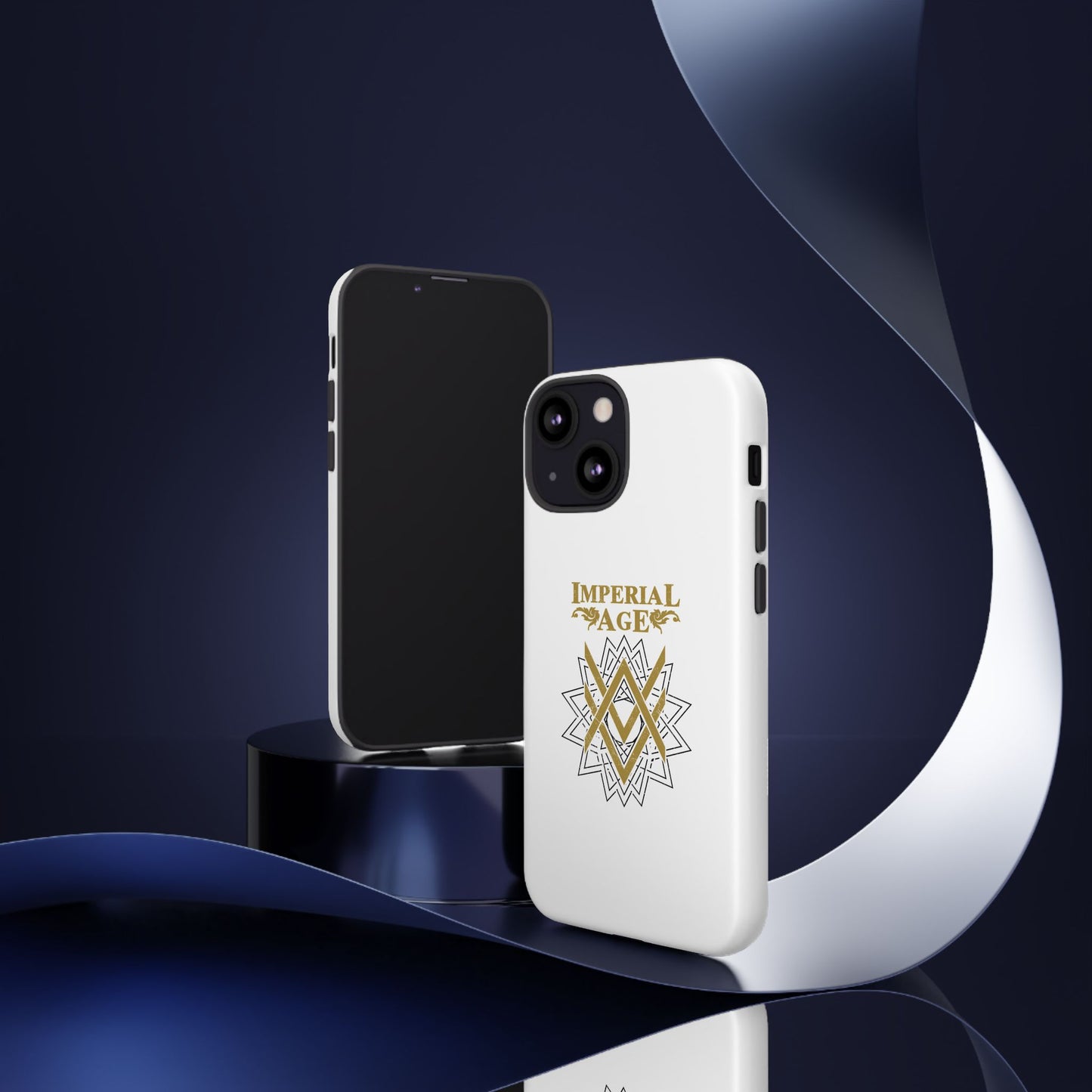 SUMMER COLLECTION - Tough iPhone Case White (Gold-Black Print)