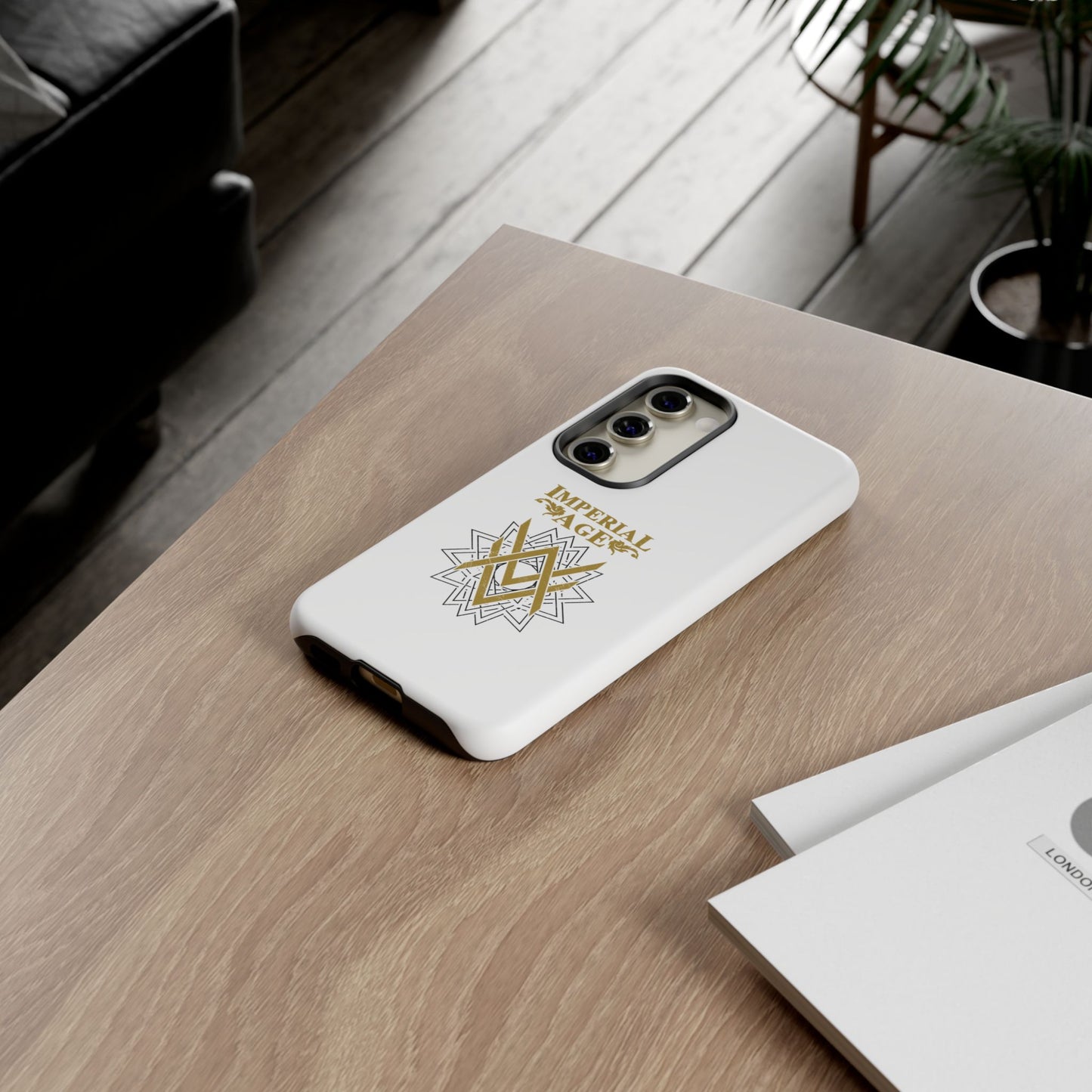 SUMMER COLLECTION - Tough Samsung Galaxy Case White (Gold-Black Print)