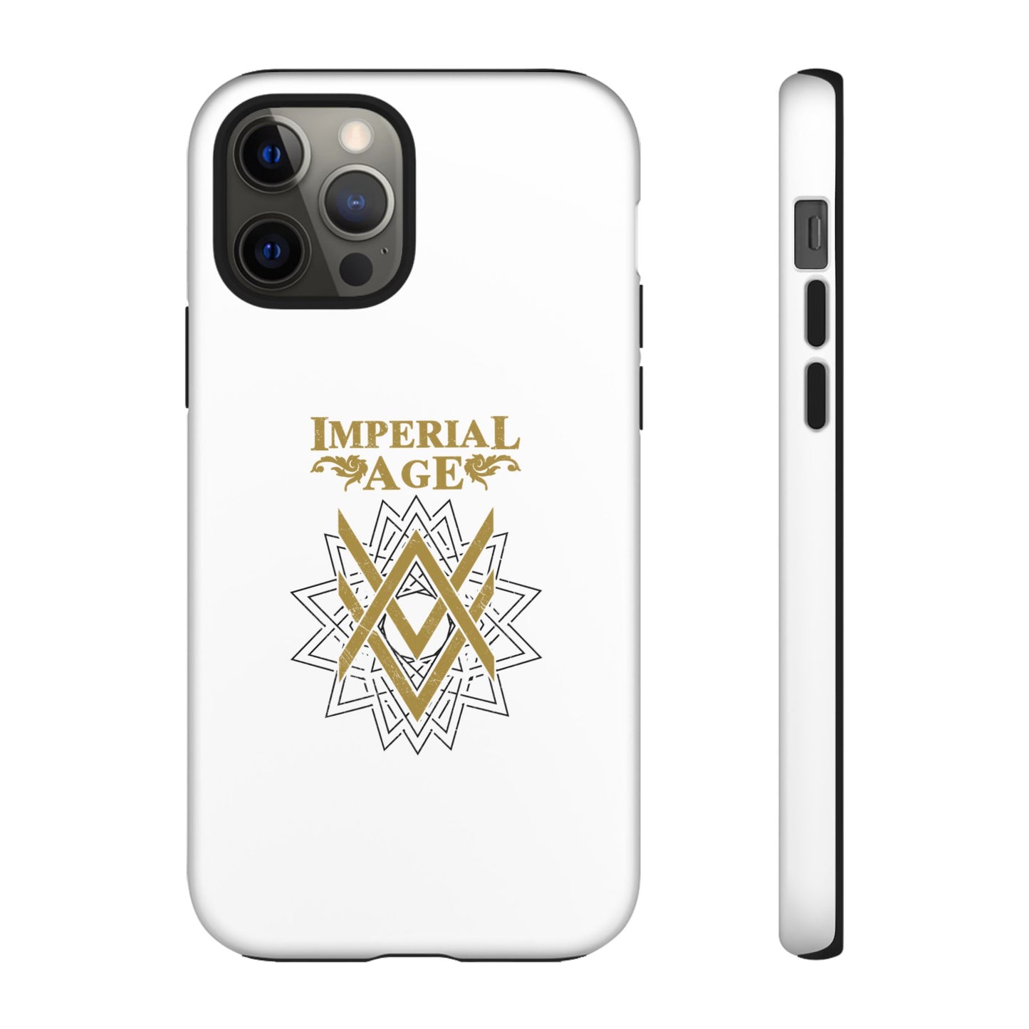 SUMMER COLLECTION - Tough iPhone Case White (Gold-Black Print)