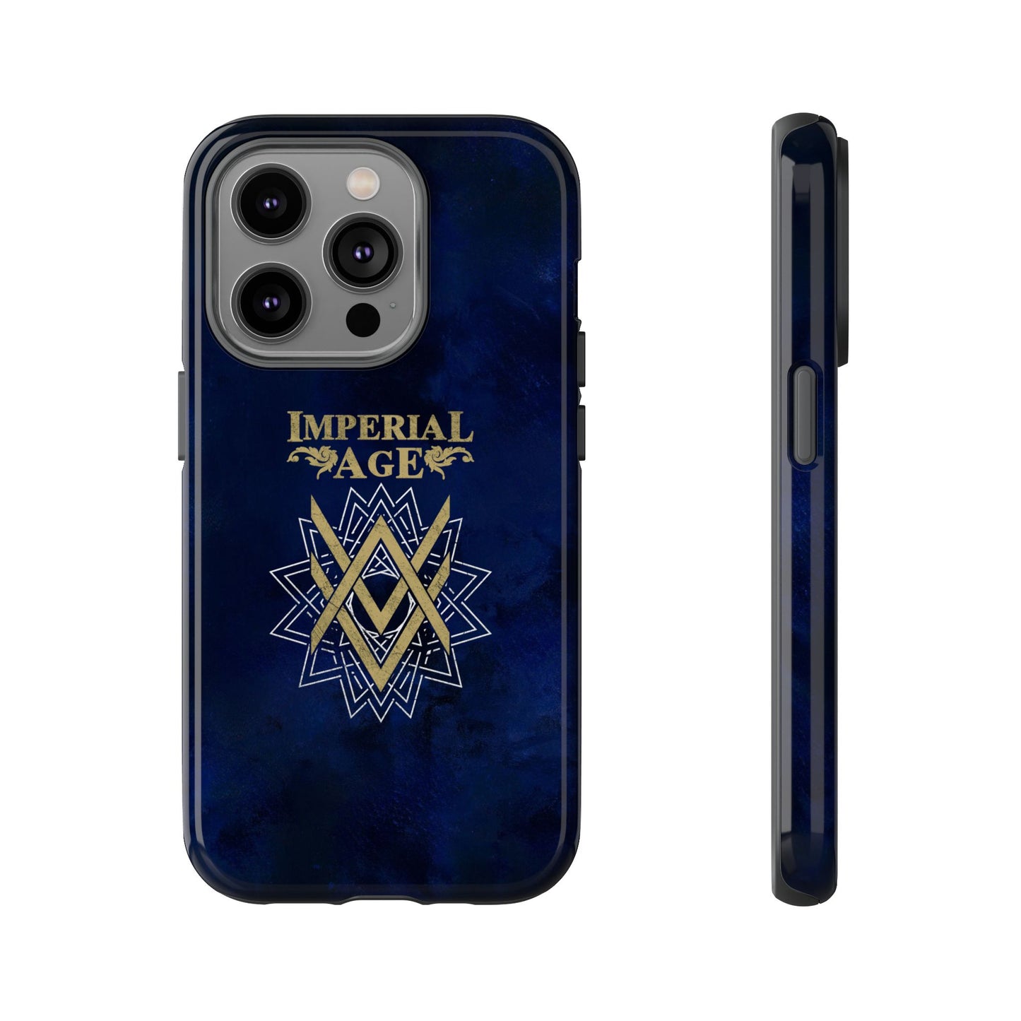 SUMMER COLLECTION - Tough iPhone Case Navy (Gold-White Print)