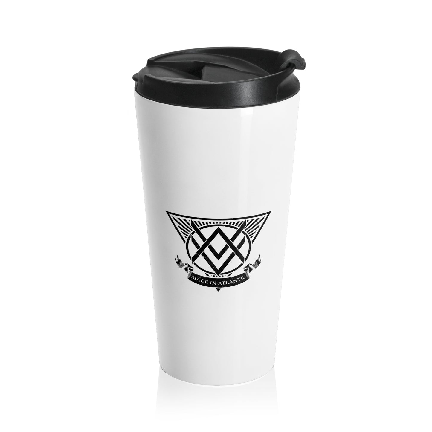 SUMMER COLLECTION - Stainless Steel Travel Mug White (Black Print)