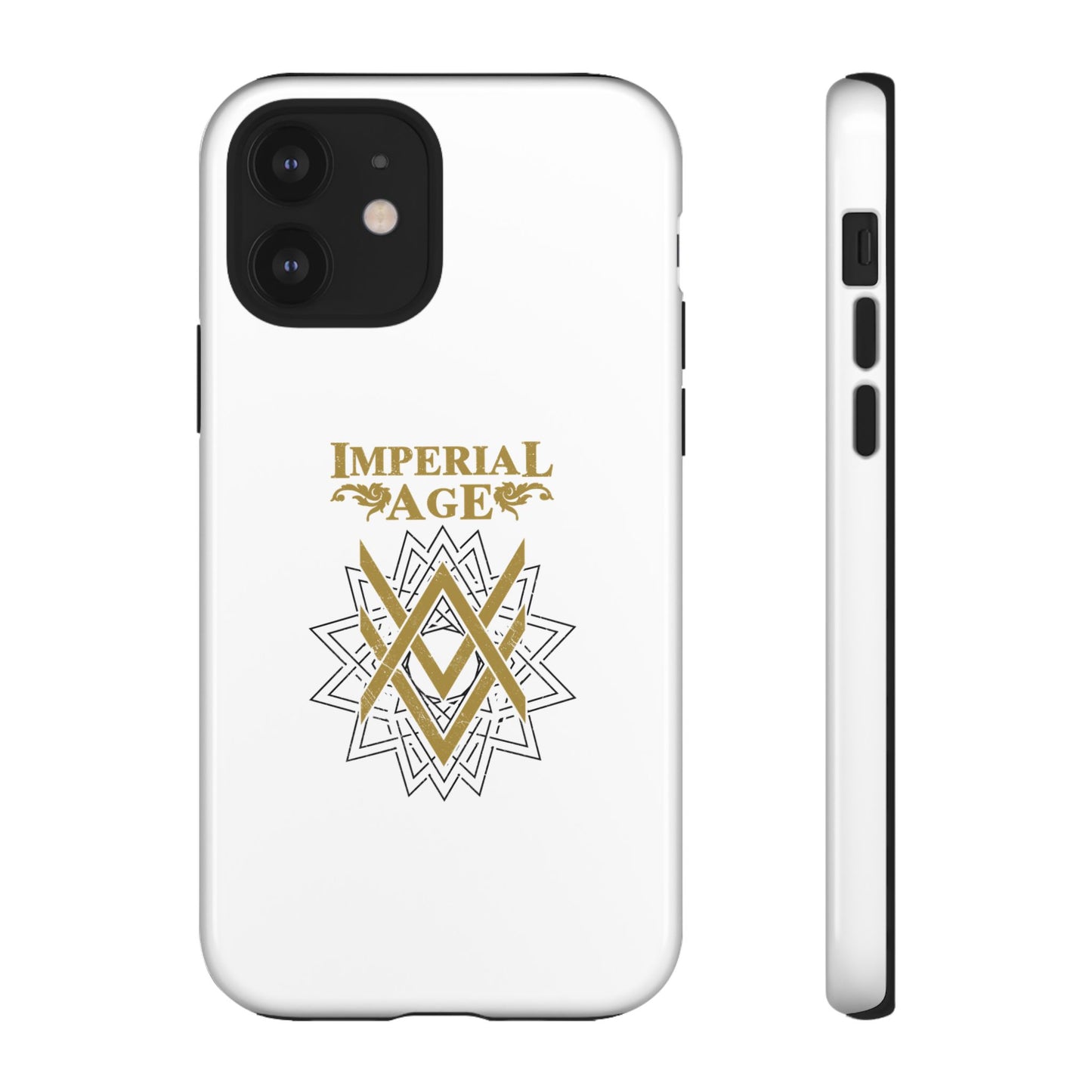 SUMMER COLLECTION - Tough iPhone Case White (Gold-Black Print)