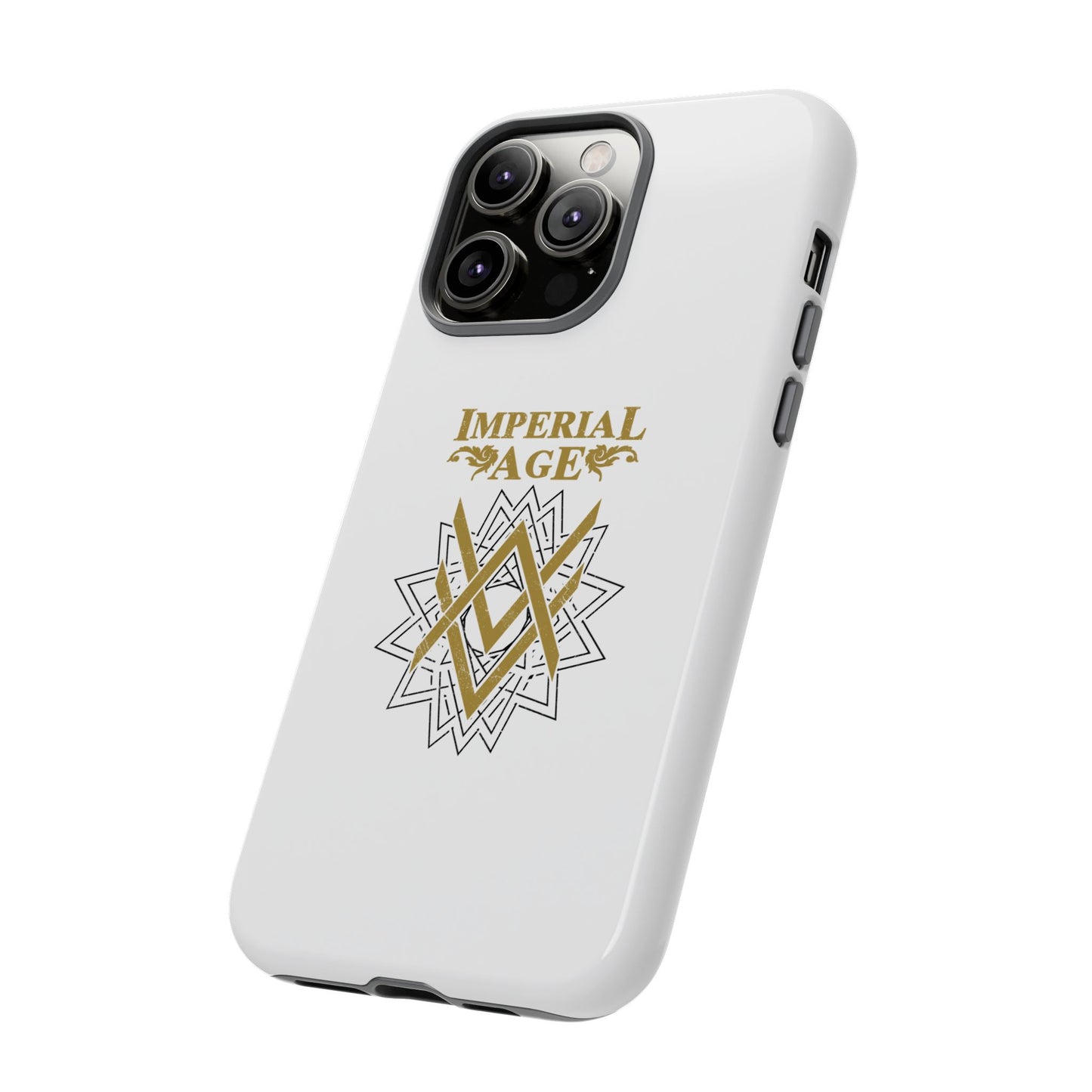 SUMMER COLLECTION - Tough iPhone Case White (Gold-Black Print)