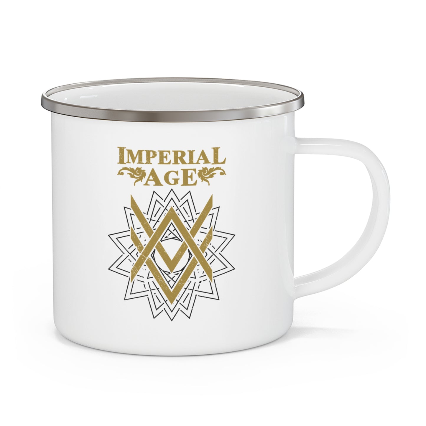 SUMMER COLLECTION - Enamel Camping Mug (Gold-Black Print)