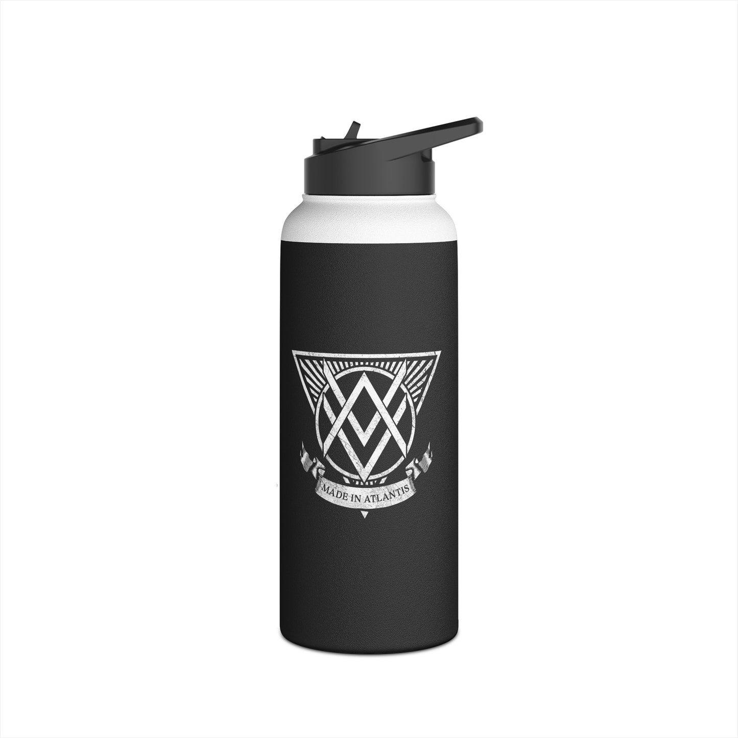 SUMMER COLLECTION - Steel Water Bottle Black (White Print)