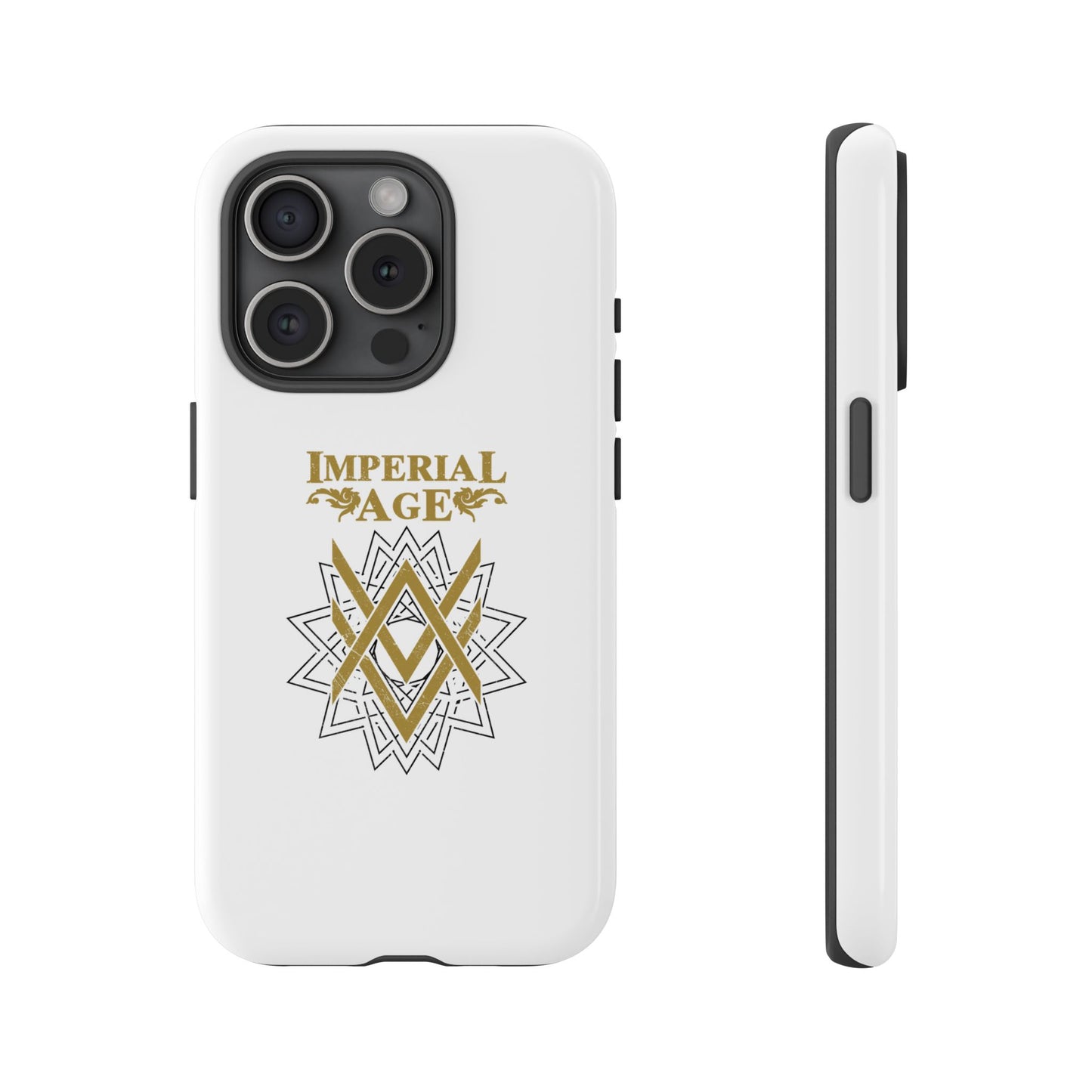 SUMMER COLLECTION - Tough iPhone Case White (Gold-Black Print)