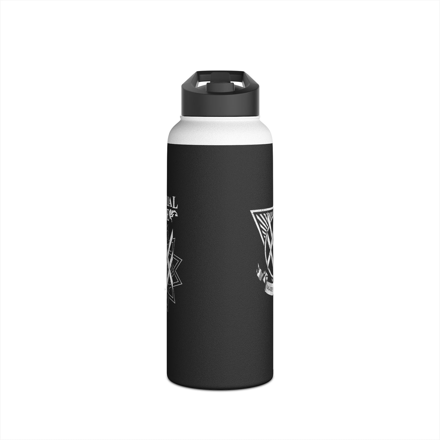 SUMMER COLLECTION - Steel Water Bottle Black (White Print)