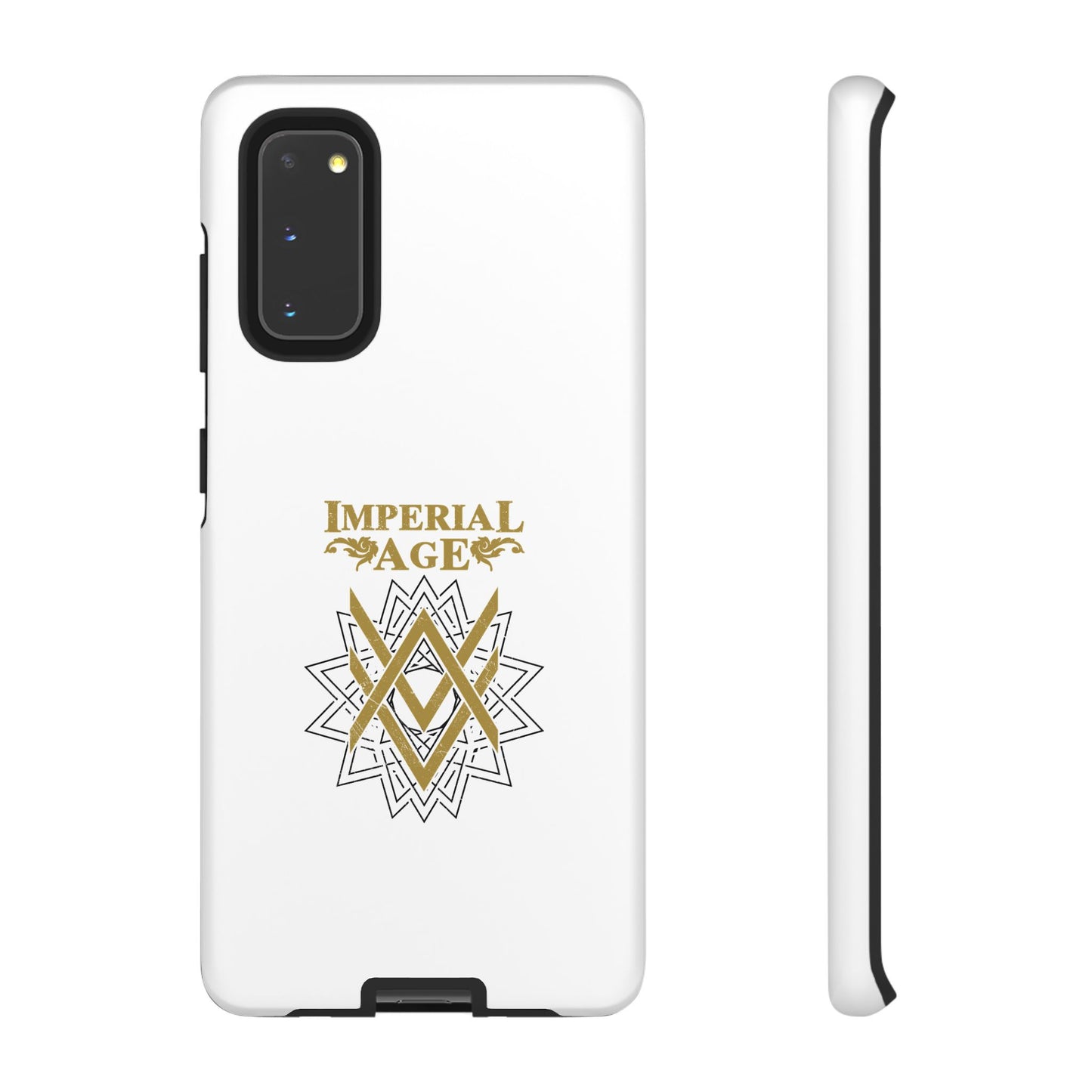 SUMMER COLLECTION - Tough Samsung Galaxy Case White (Gold-Black Print)