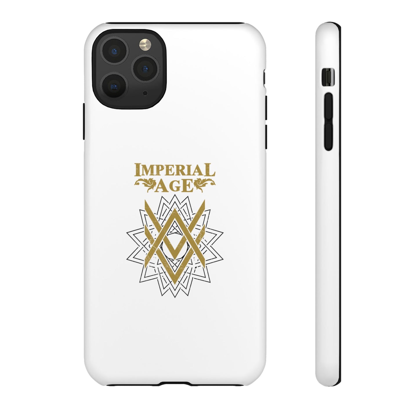 SUMMER COLLECTION - Tough iPhone Case White (Gold-Black Print)