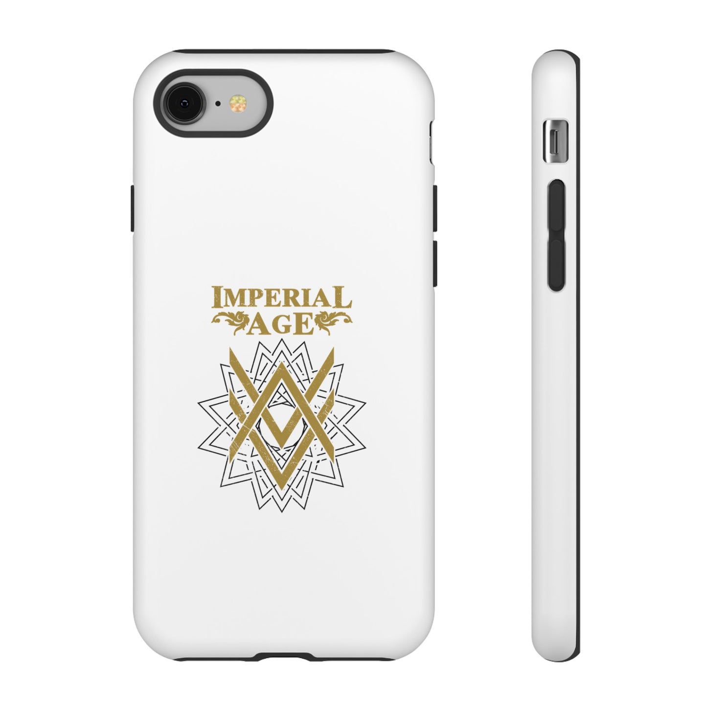 SUMMER COLLECTION - Tough iPhone Case White (Gold-Black Print)