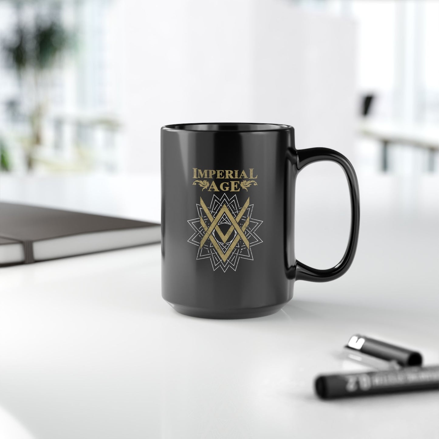 SUMMER COLLECTION - Black Mug 0.44 Black 9Gold-White Print)