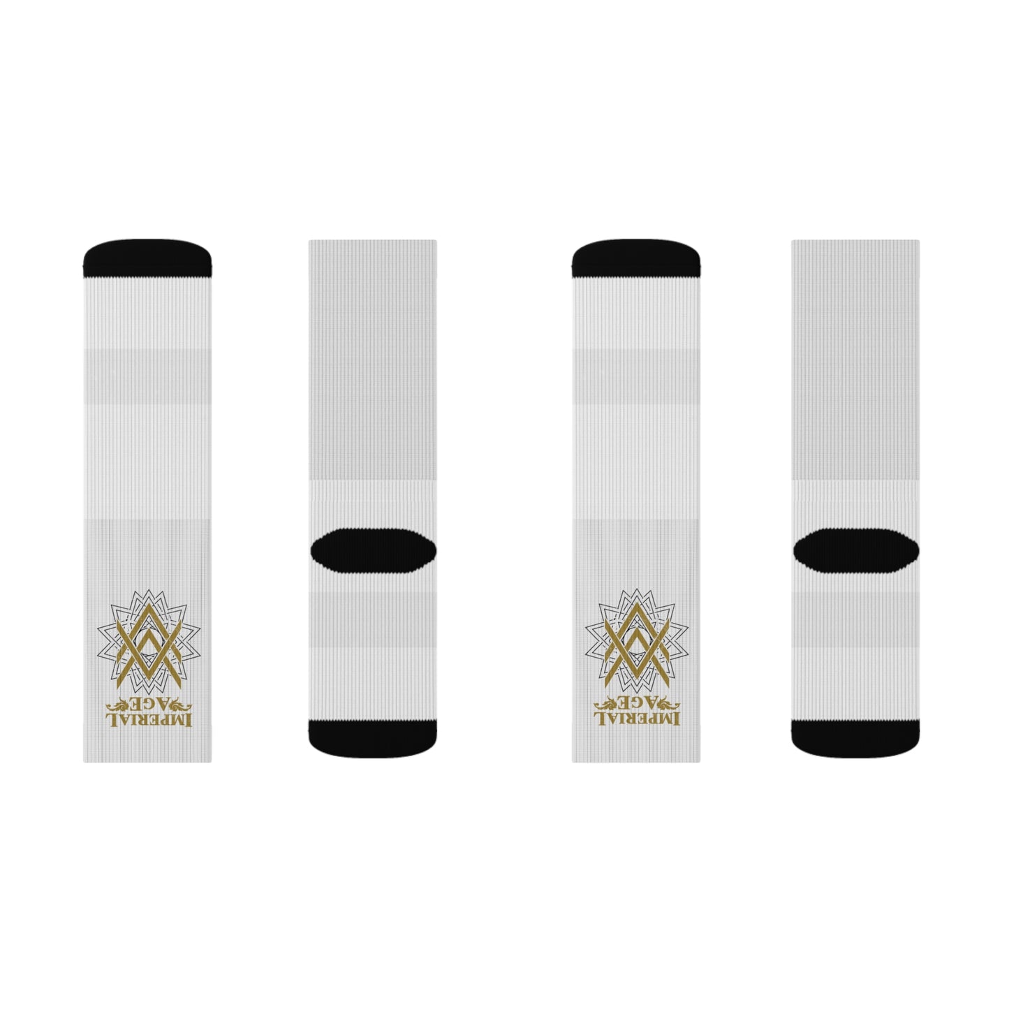 SUMMER COLLECTION - White Socks (Gold-Black Print)