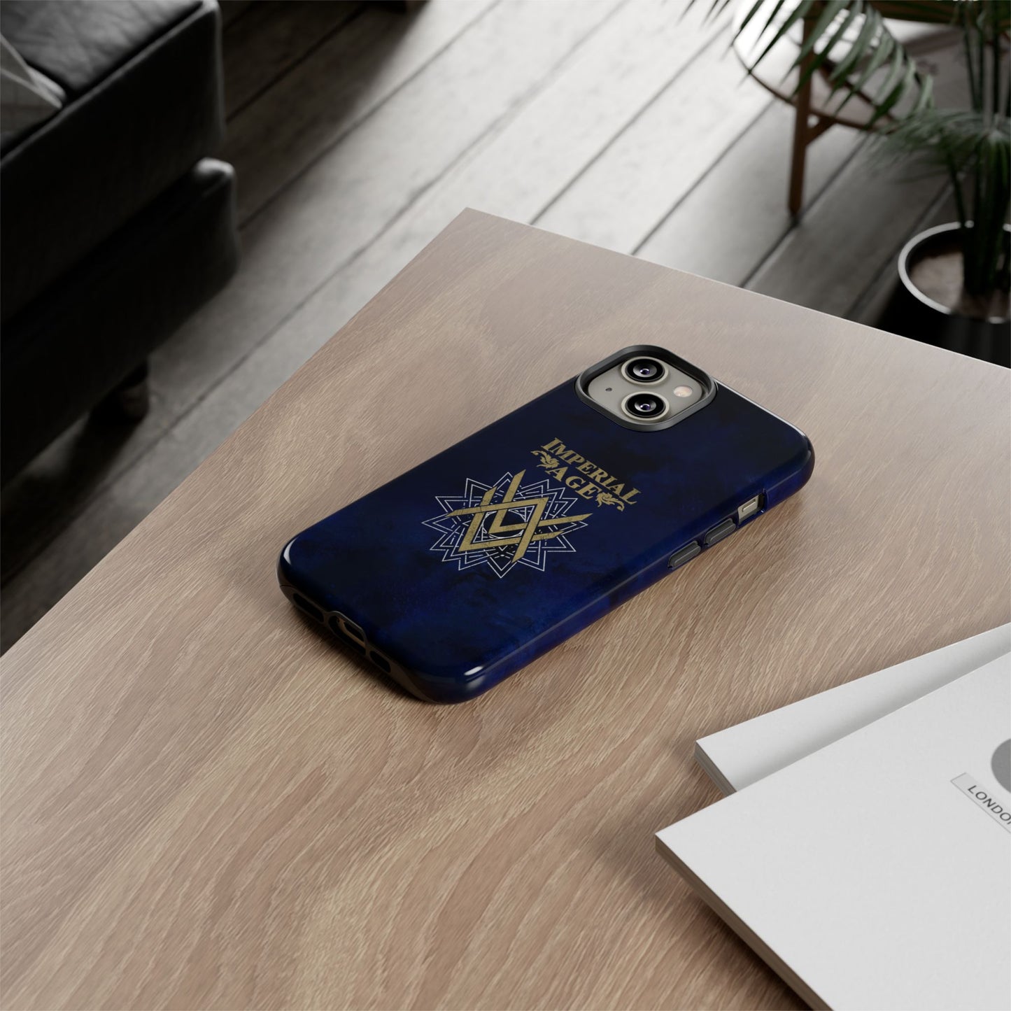 SUMMER COLLECTION - Tough iPhone Case Navy (Gold-White Print)