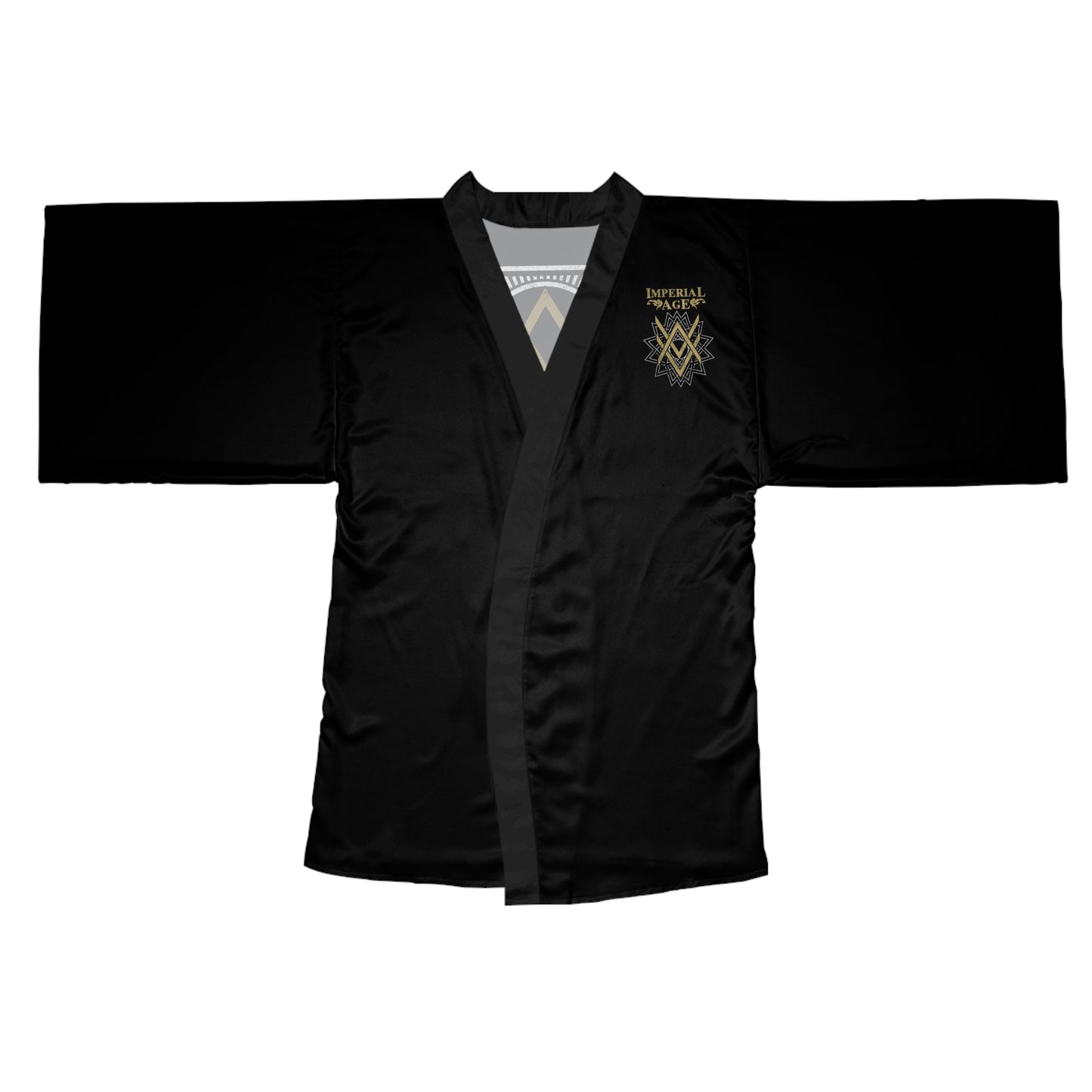 SUMMER COLLECTION - Women's Robe Black (Gold-White Print)
