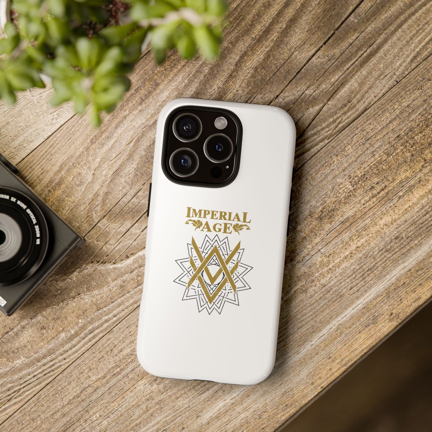 SUMMER COLLECTION - Tough iPhone Case White (Gold-Black Print)