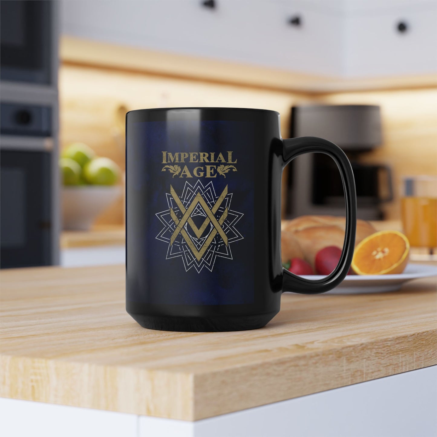 SUMMER COLLECTION - Black Mug 0.44 Navy (Gold-White Print)