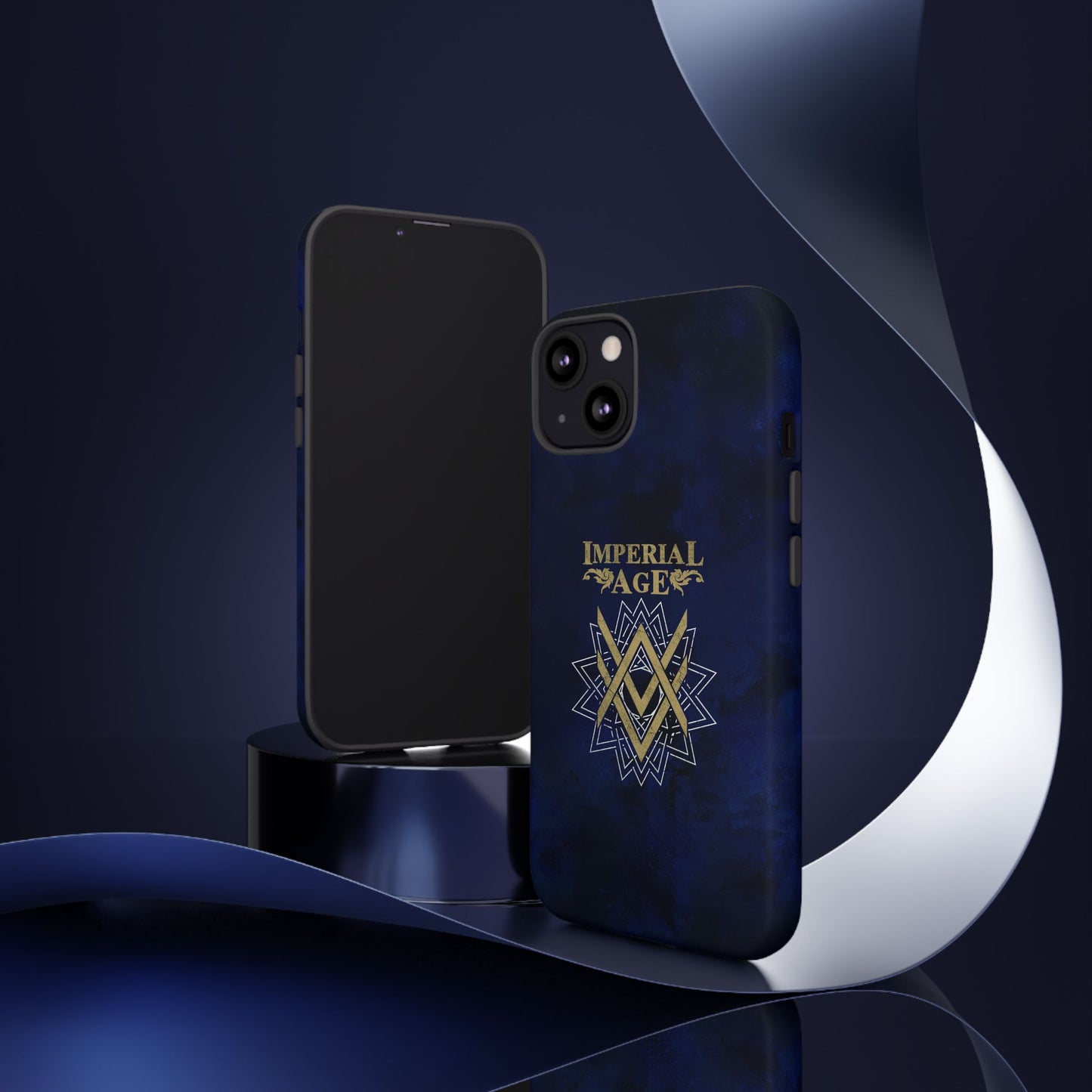 SUMMER COLLECTION - Tough iPhone Case Navy (Gold-White Print)