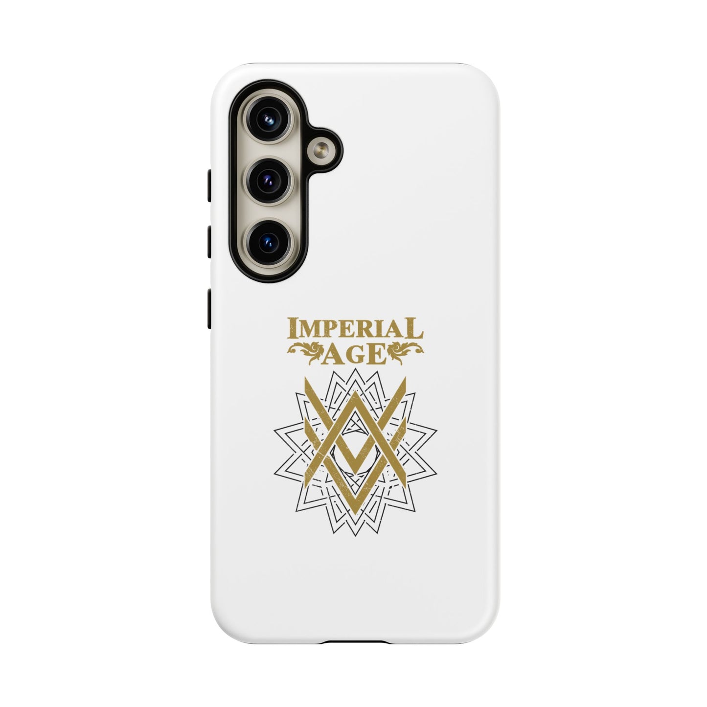 SUMMER COLLECTION - Tough Samsung Galaxy Case White (Gold-Black Print)