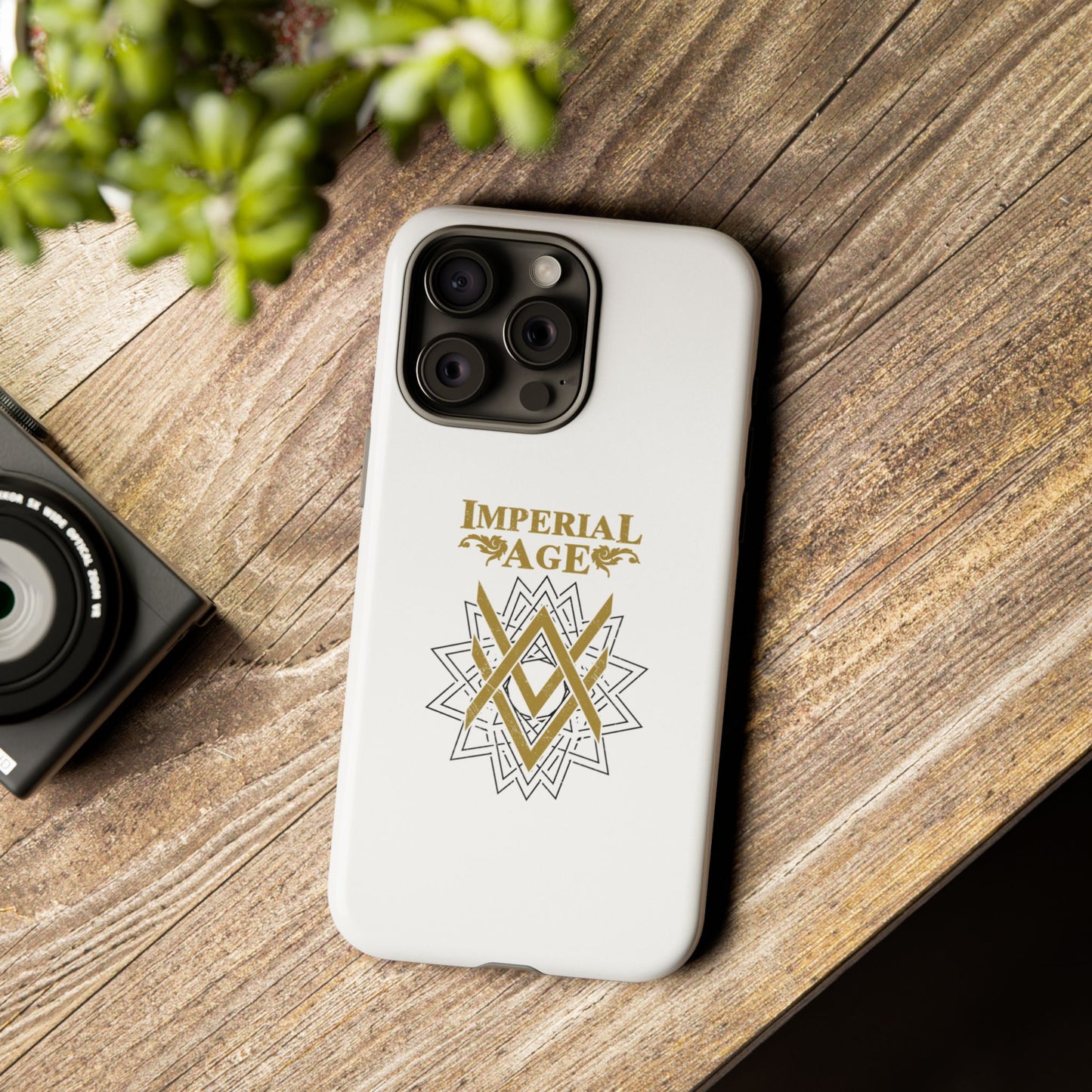SUMMER COLLECTION - Tough iPhone Case White (Gold-Black Print)