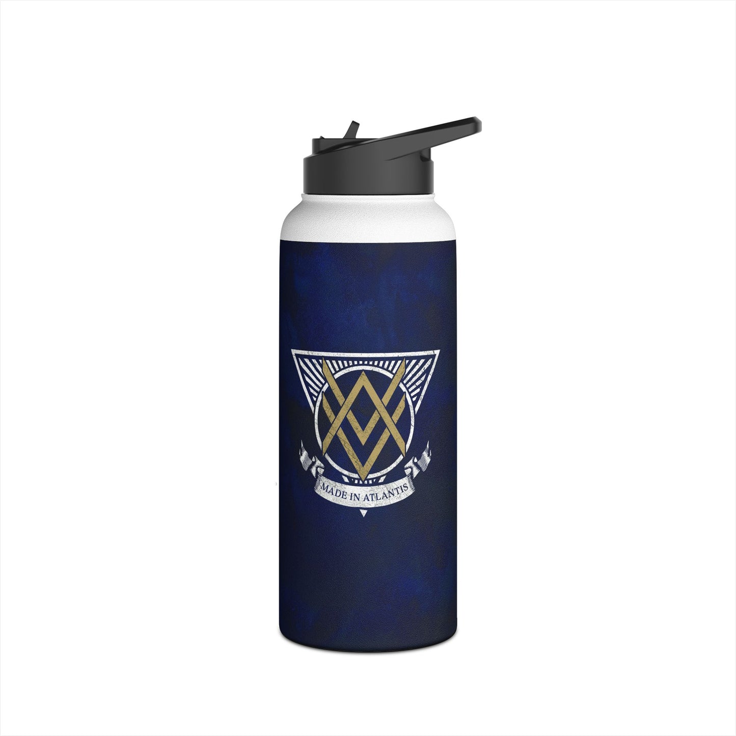 SUMMER COLLECTION - Steel Water Bottle Navy (Gold-White Print)