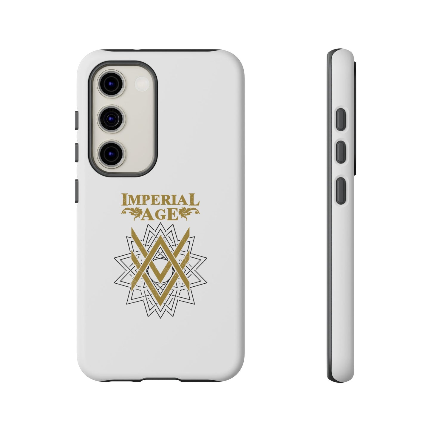SUMMER COLLECTION - Tough Samsung Galaxy Case White (Gold-Black Print)
