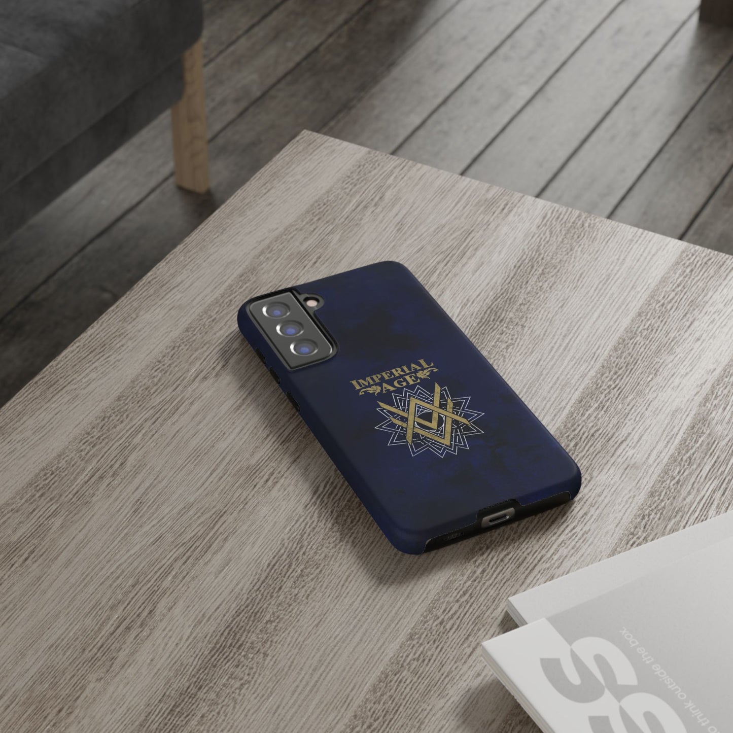 SUMMER COLLECTION - Tough Samsung Galaxy Case Navy (Gold-White Print)